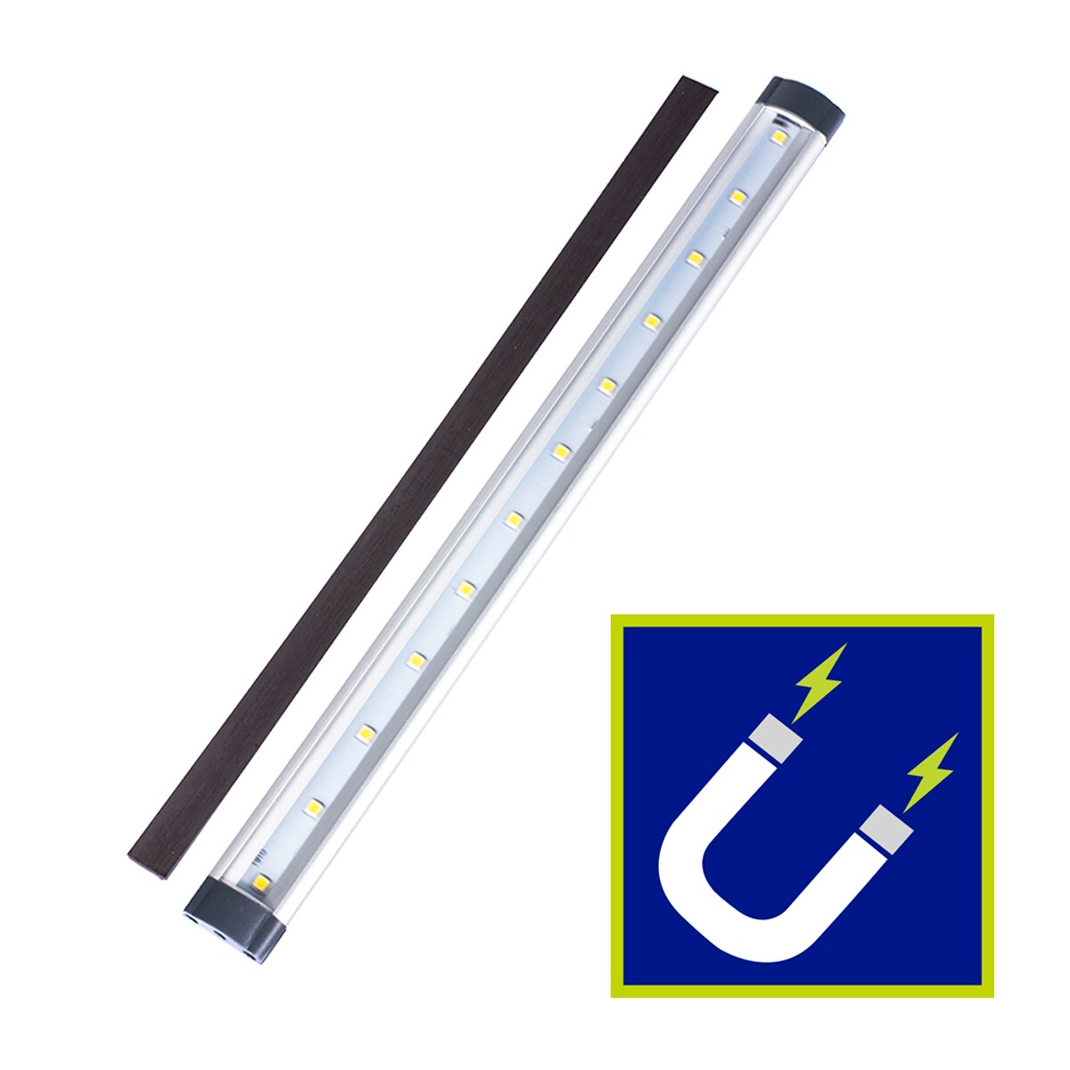 Tiras Magnéticas Montezuma Accesorio magnético Barras LED de 12 pulgadas duraderas, 4 cables de conexión, 5 tiras magnéticas, 7 clips para el manejo de cables y adaptador de corriente MLA-5