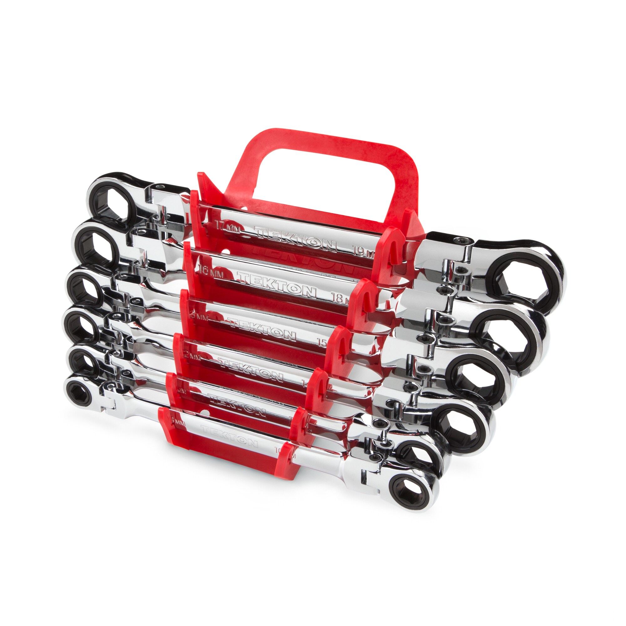 Almacenamiento de llaves inglesas de plástico TEKTON 6-Soporte de llaves inglesas de extremo de caja con trinquete Rojo ORG22206