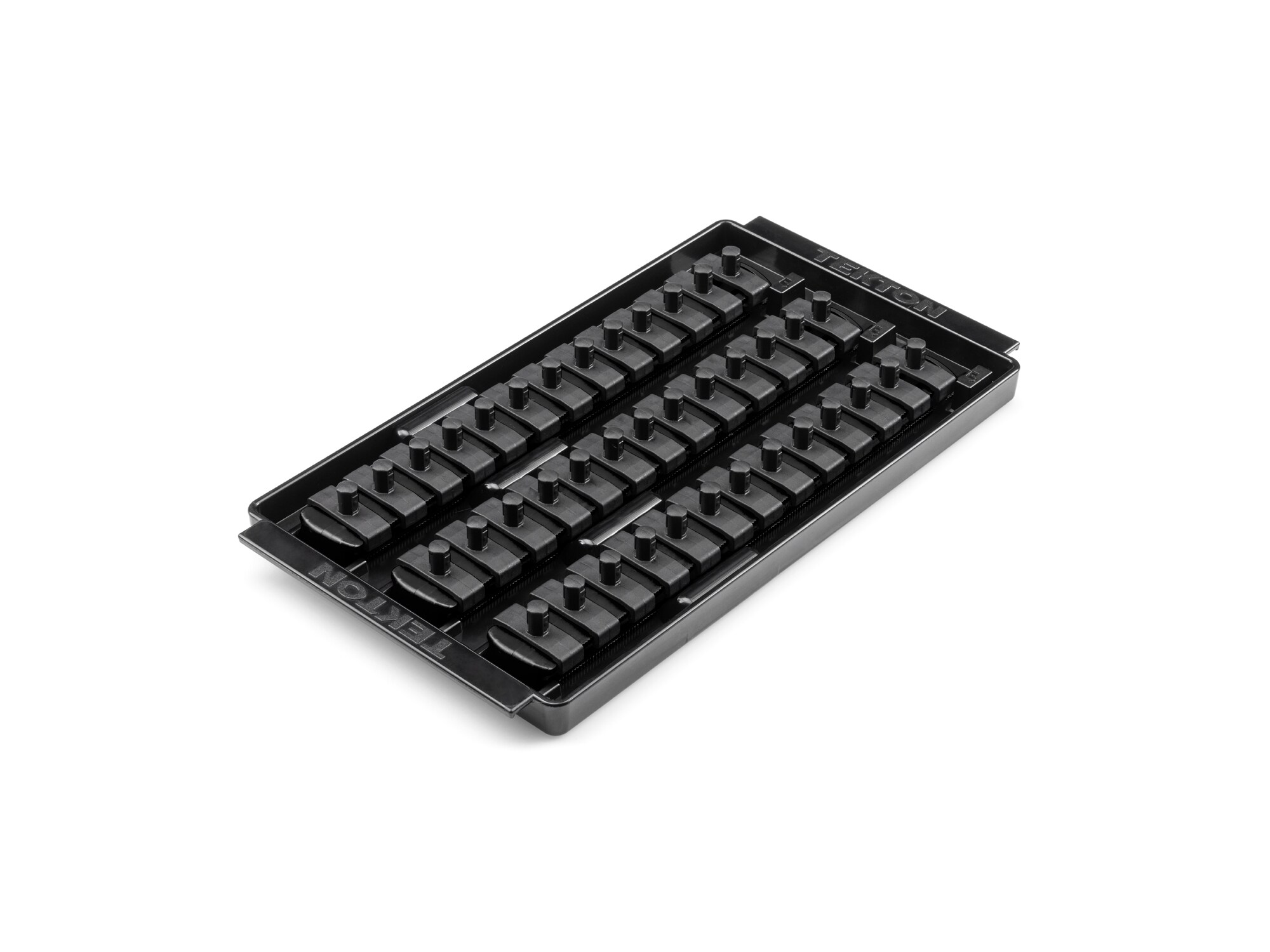 Almacenamiento de sockets de plástico TEKTON - Rieles de 1/4 de pulgada por 8 pulgadas con 39 clips OST05239
