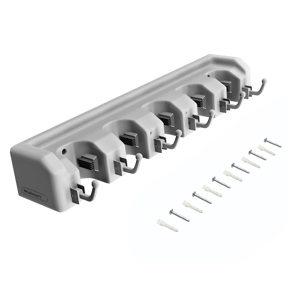 Soporte de pared para pala, rastrillo y herramientas de alta densidad de plástico y goma de Hastings Home - Organizador montado en la pared para garage, closet o cobertizo - Colgar herramientas de hogar y jardín por Fleming Supply 282590UFH