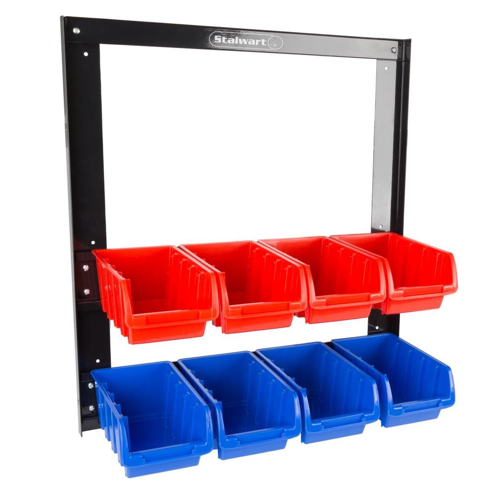 Charola de almacenamiento de plástico/metal Hastings Home de Fleming Supply con 8 contenedores - Organizador de estante de almacenamiento de montaje en pared para herramientas, ferretería y manualidades.