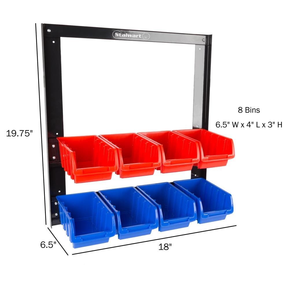 Charola de almacenamiento de plástico/metal Hastings Home de Fleming Supply con 8 contenedores - Organizador de estante de almacenamiento de montaje en pared para herramientas, ferretería y manualidades.