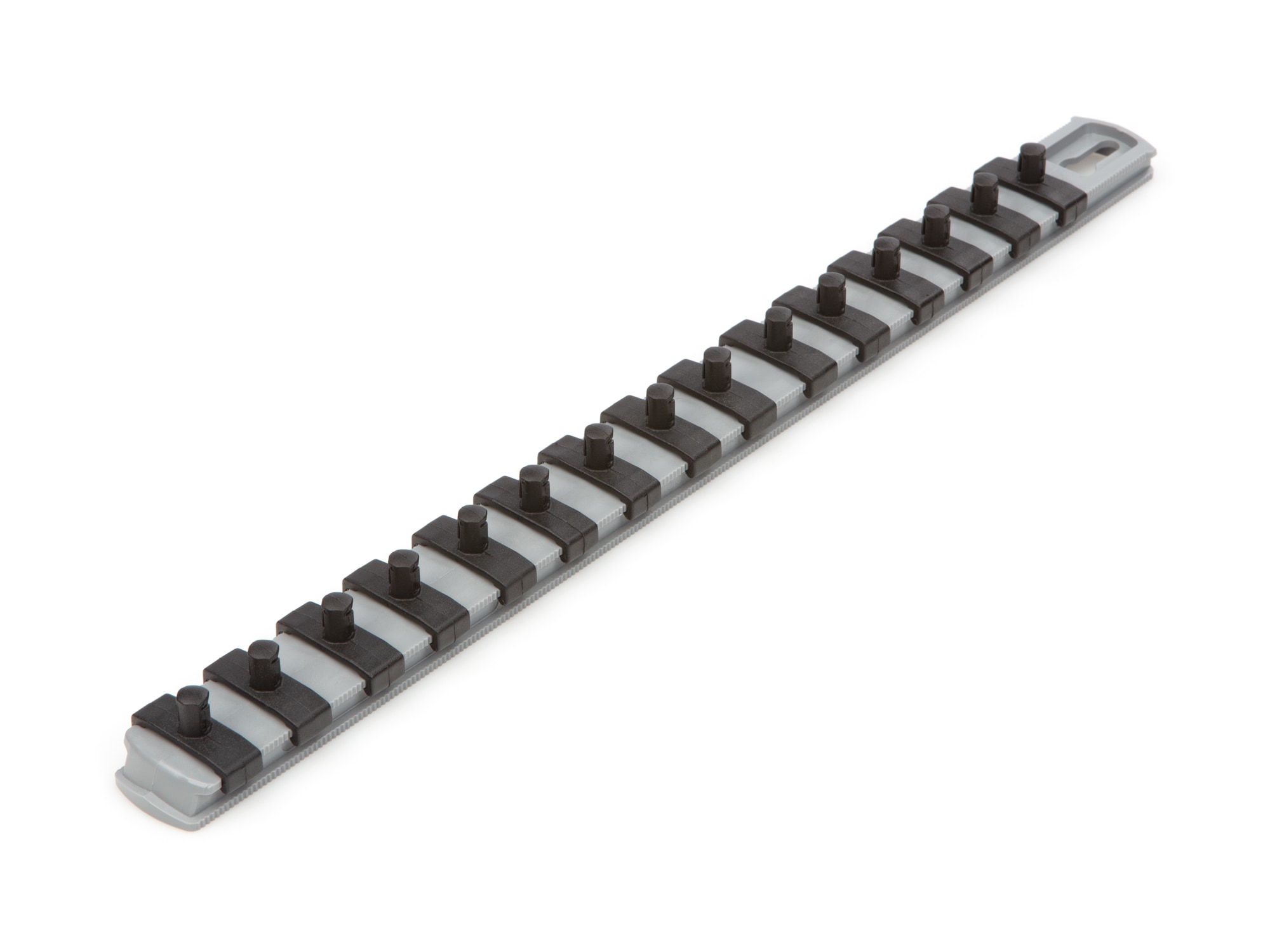 Almacenamiento de llaves de vaso de plástico TEKTON - Riel de llaves de 1/4 de pulgada por 13 pulgadas con 15 clips OSR02315