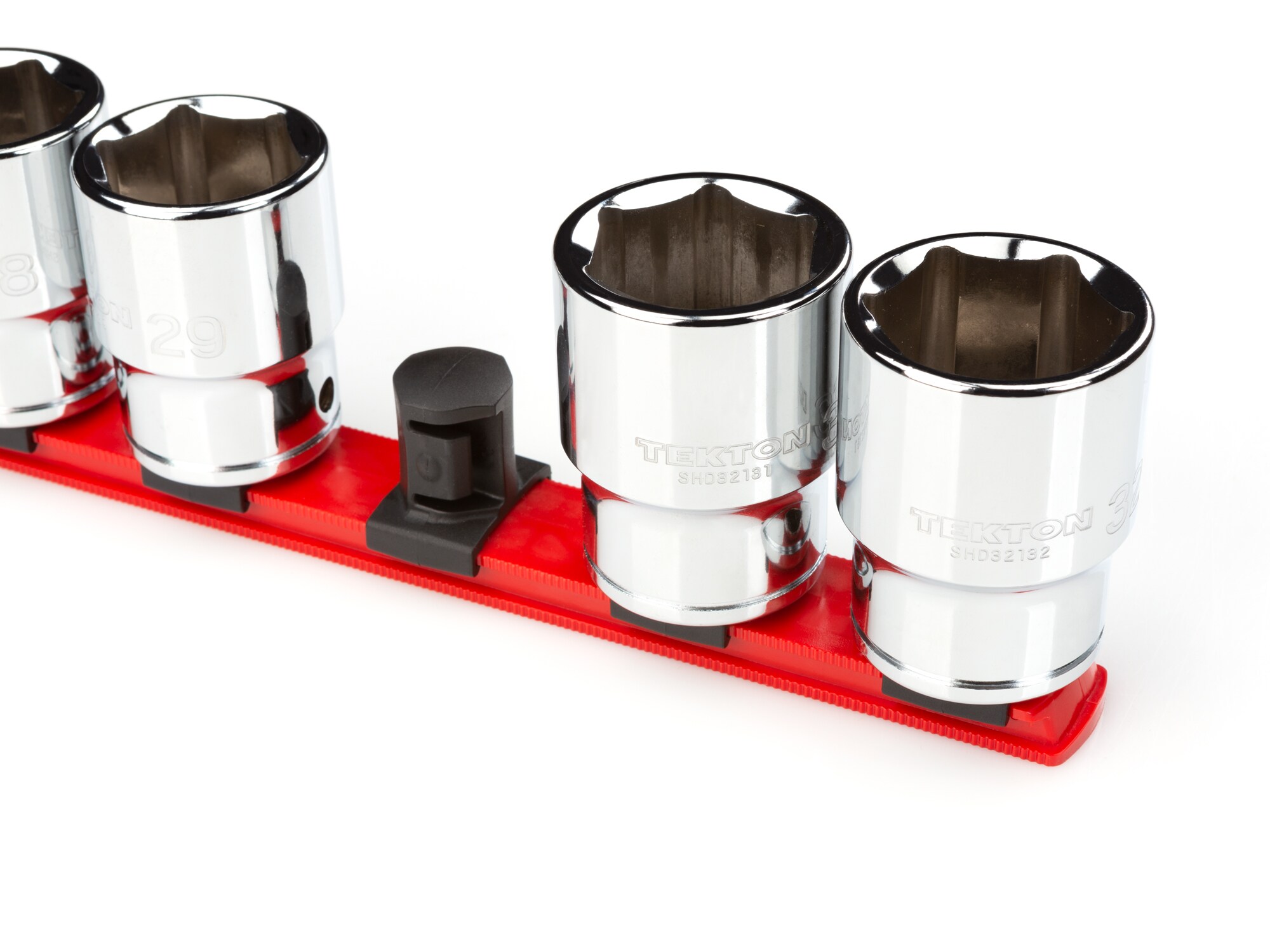 Organizador de sockets de plástico TEKTON - Riel de 8 pulgadas para sockets de 3/4 pulgadas con 5 clips OSR31105