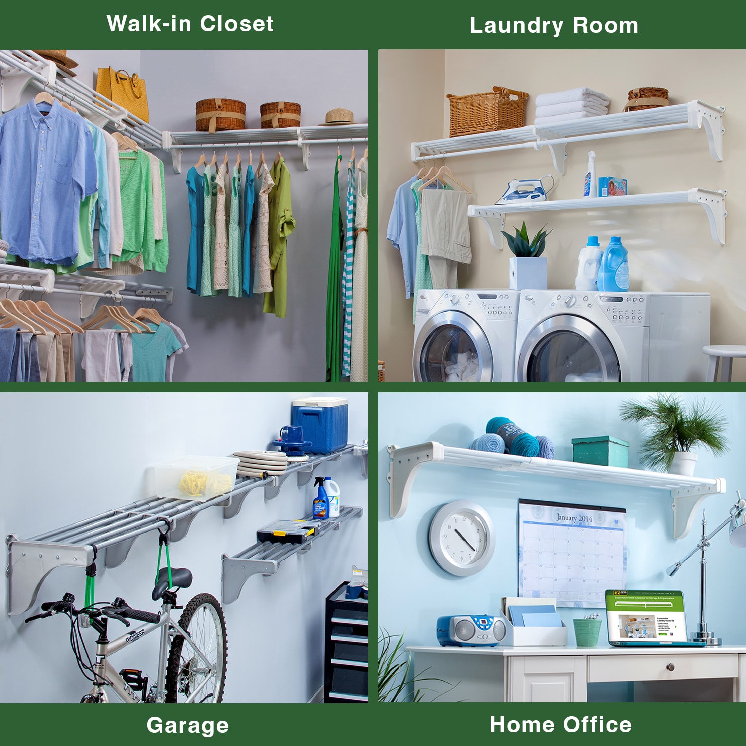Sistema de almacenamiento para garaje de acero blanco EZ Shelf de 75 pulgadas de ancho x 12 pulgadas de profundidad EZS-G-SW72