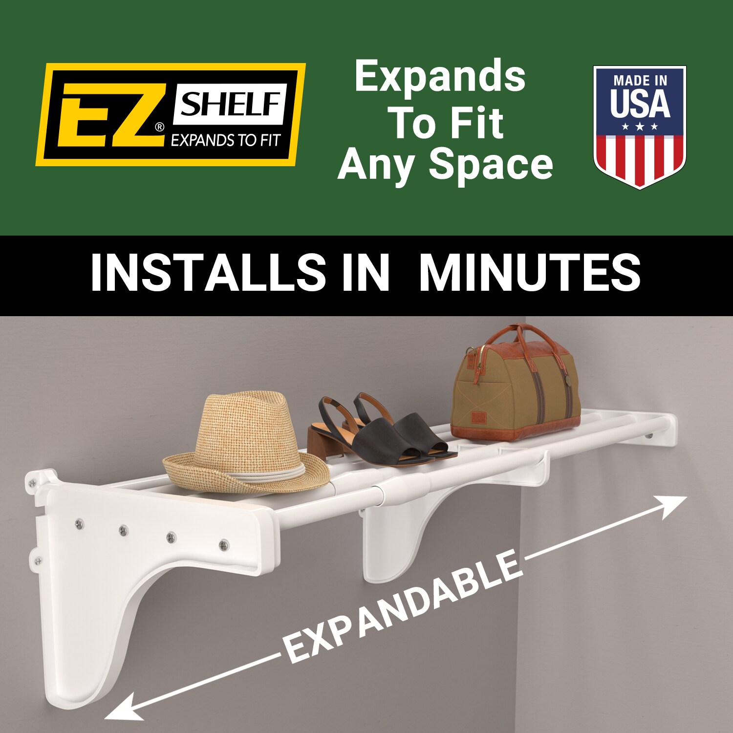 Sistema de almacenamiento para garaje de acero blanco EZ Shelf de 75 pulgadas de ancho x 12 pulgadas de profundidad EZS-G-SW72