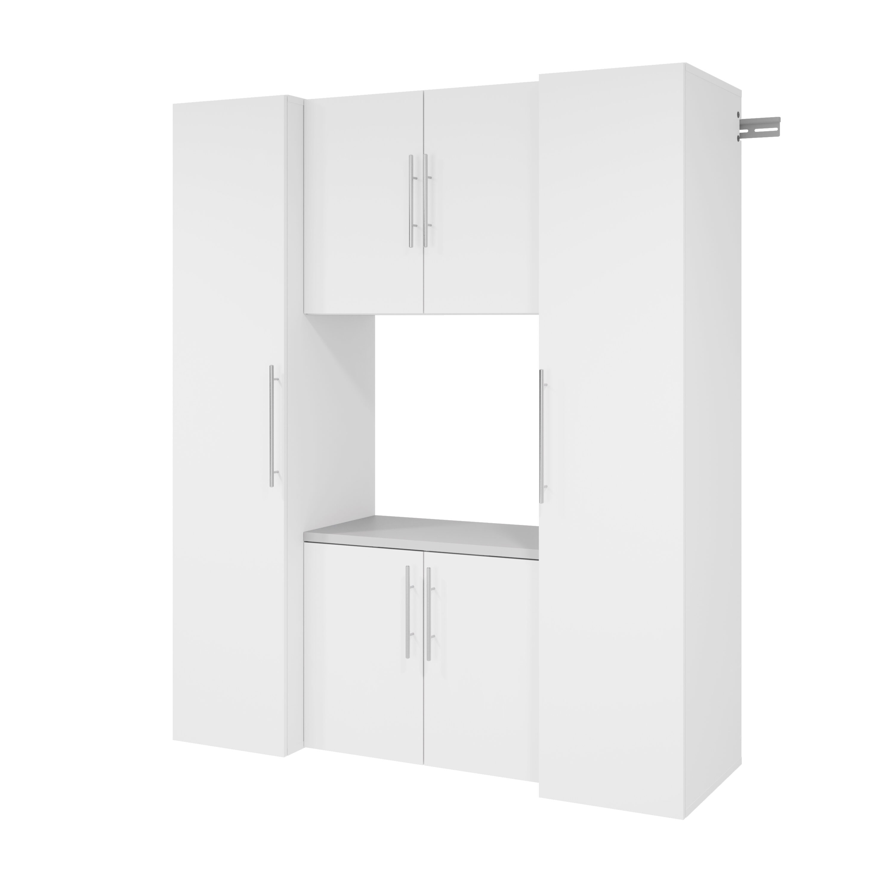 Sistema de almacenamiento para garaje Prepac HangUps blanco de madera compuesta con 4 gabinetes de 66 pulgadas de ancho, 72 pulgadas de alto y 20 pulgadas de profundidad WRGW-0711-4M