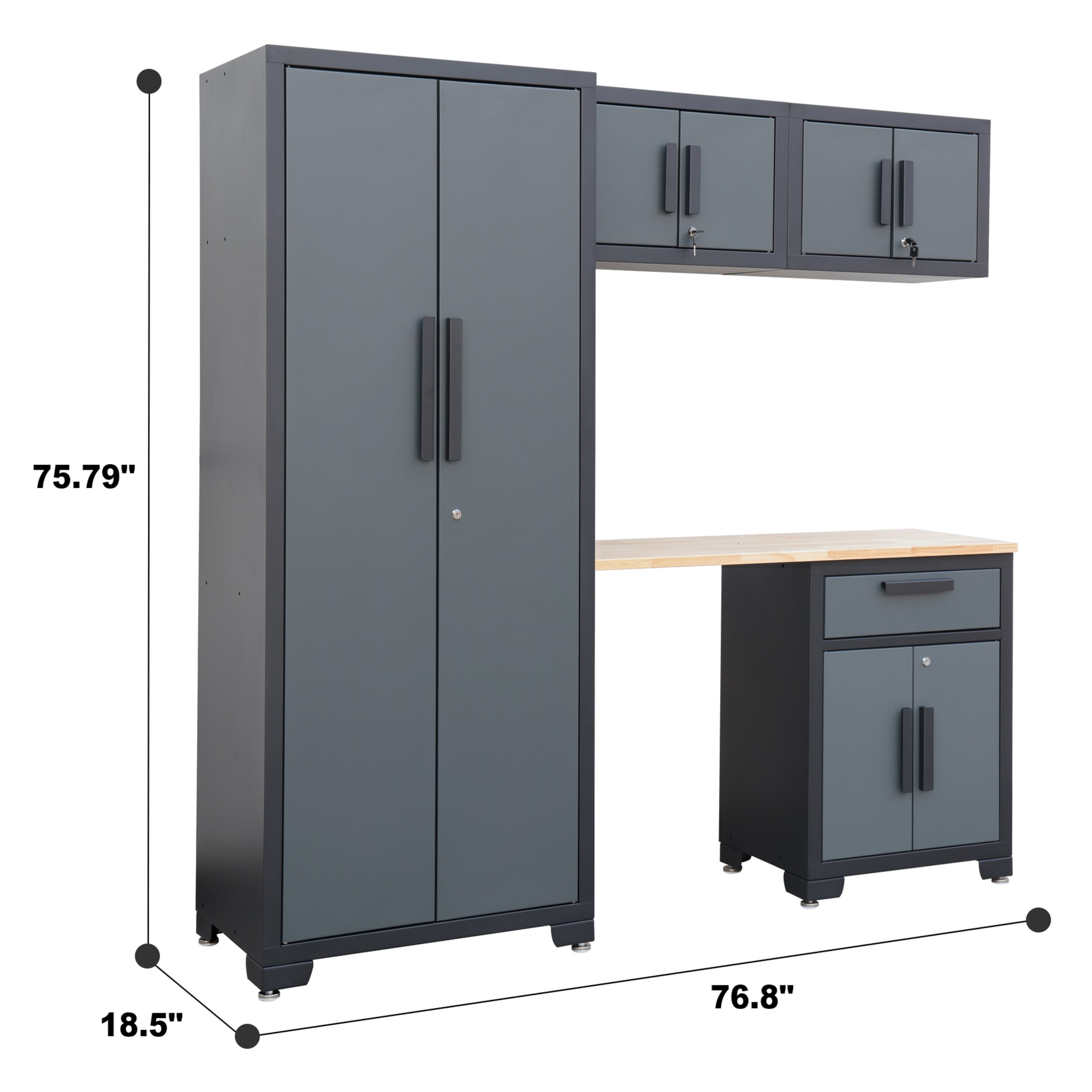 Sistema de almacenamiento para garaje ROAD DAWG 76.8 pulgadas de ancho x 75.98 pulgadas de alto x 18.6 pulgadas de profundidad con 5 gabinetes en acero gris (GSC005PCL)