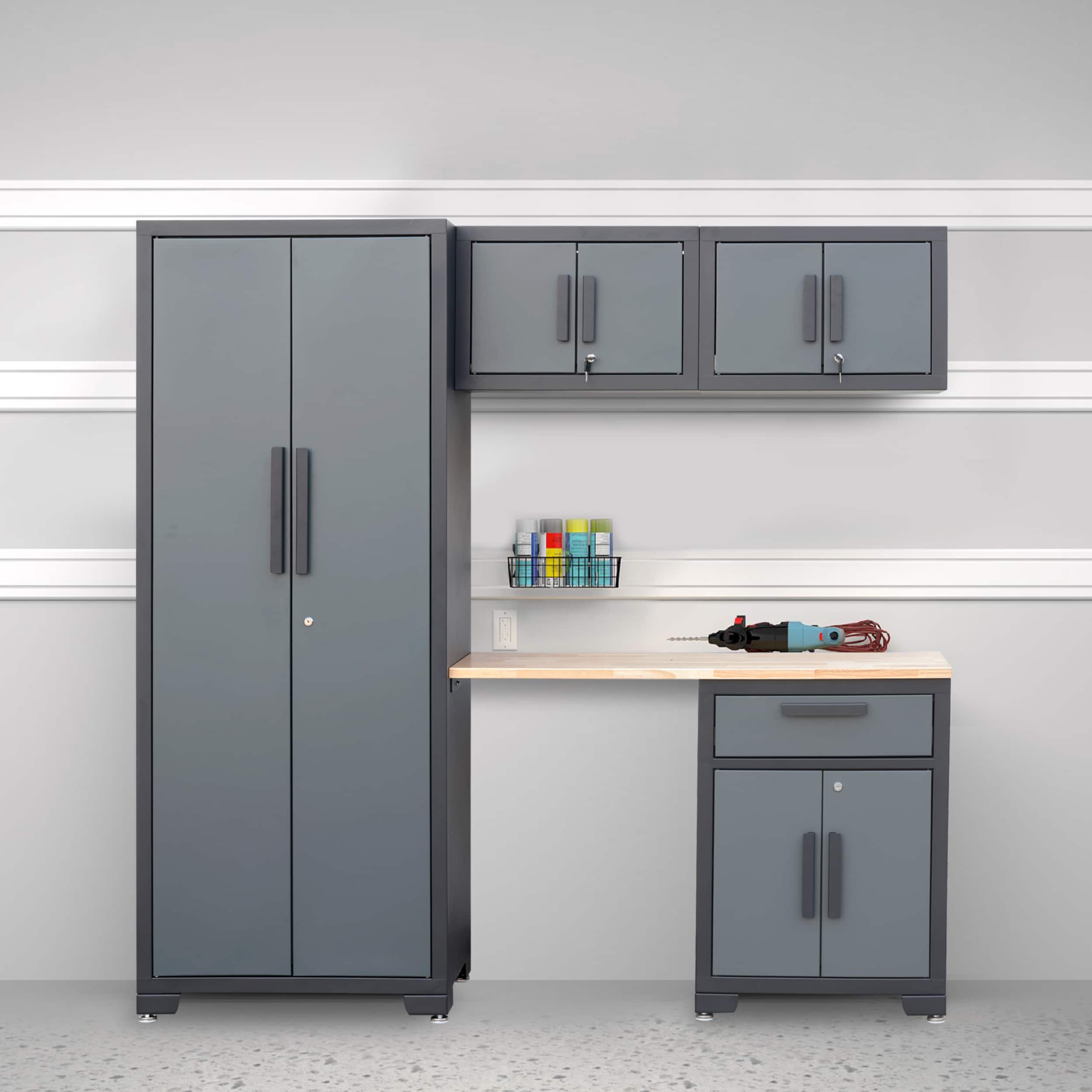 Sistema de almacenamiento para garaje ROAD DAWG 76.8 pulgadas de ancho x 75.98 pulgadas de alto x 18.6 pulgadas de profundidad con 5 gabinetes en acero gris (GSC005PCL)