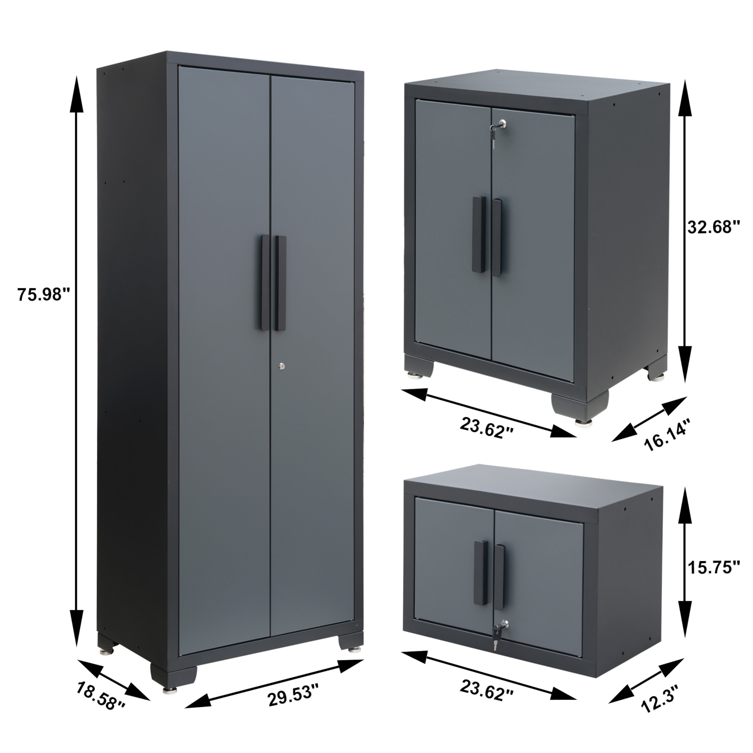 Sistema de almacenamiento para garaje ROAD DAWG 76.8 pulgadas de ancho x 75.98 pulgadas de alto x 18.6 pulgadas de profundidad con 5 gabinetes en acero gris (GSC005PCL)