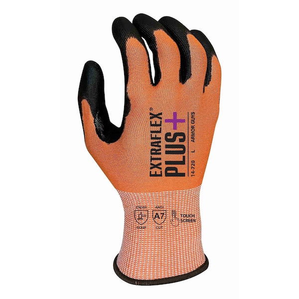Guantes resistentes al corte Armor Guys, Nivel de corte A7, 18g, naranja/negro, XL - 14-720-XL.