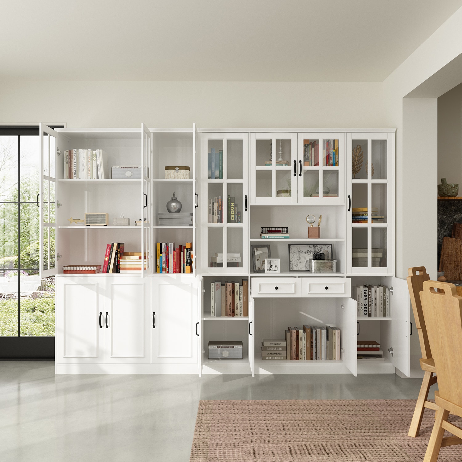 Gabinete de Almacenamiento Utilitario Independiente en MDF Blanco FUFU&GAGA 110.2-Pulgadas Ancho x 78.7-Pulgadas Alto LJY-KF020320+321
