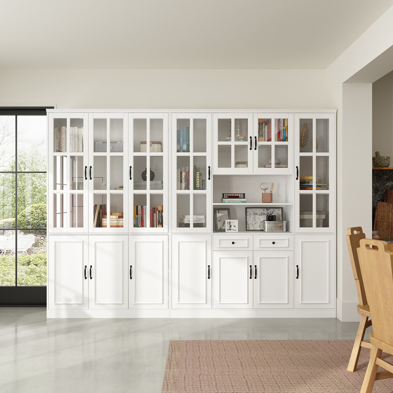 Gabinete de Almacenamiento Utilitario Independiente en MDF Blanco FUFU&GAGA 110.2-Pulgadas Ancho x 78.7-Pulgadas Alto LJY-KF020320+321