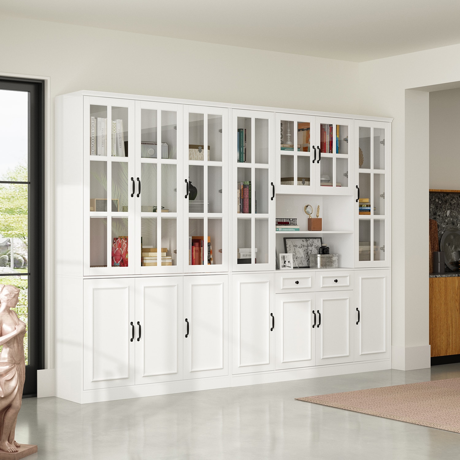 Gabinete de Almacenamiento Utilitario Independiente en MDF Blanco FUFU&GAGA 110.2-Pulgadas Ancho x 78.7-Pulgadas Alto LJY-KF020320+321