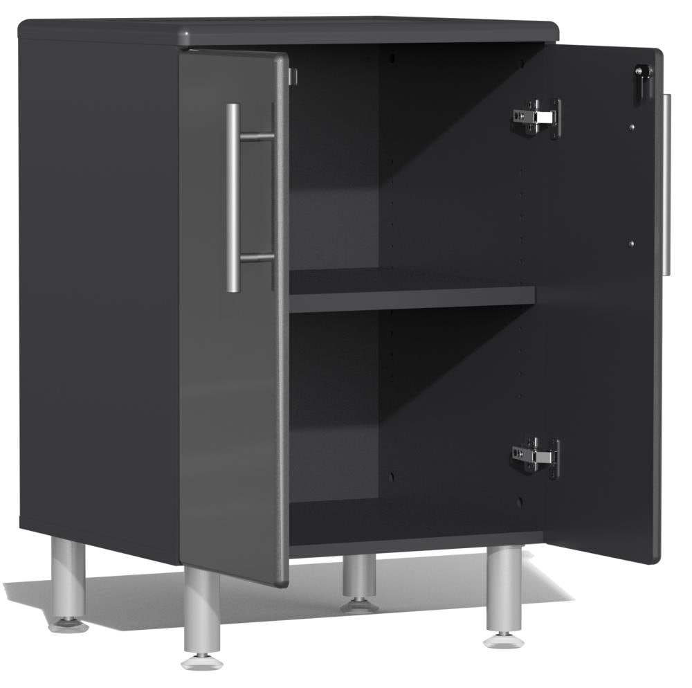 Sistema de almacenamiento para garaje Ulti-MATE 82.7 pulgadas de ancho x 80 pulgadas de alto x 21 pulgadas de profundidad con 5 gabinetes de madera compuesta, frente metálico de color gris grafito sobre caja gris - Modelo UG22050G