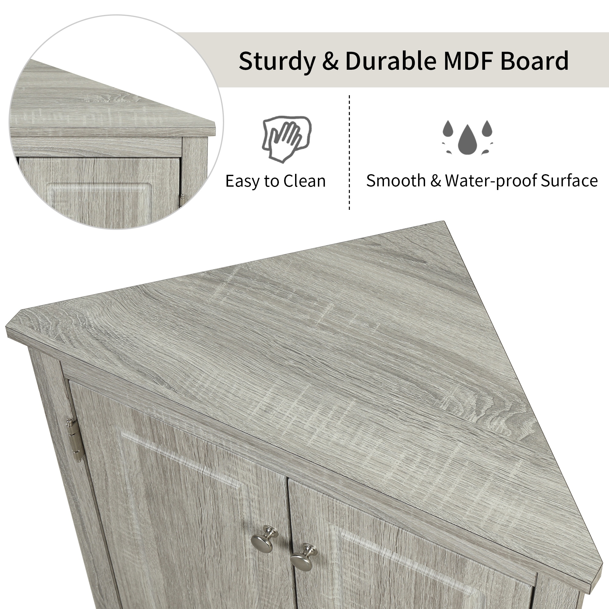 Gabinete de almacenamiento de utilidad montado en la pared de roble MDF Siavonce de 17 pulgadas de ancho x 32 pulgadas de alto FZ66962