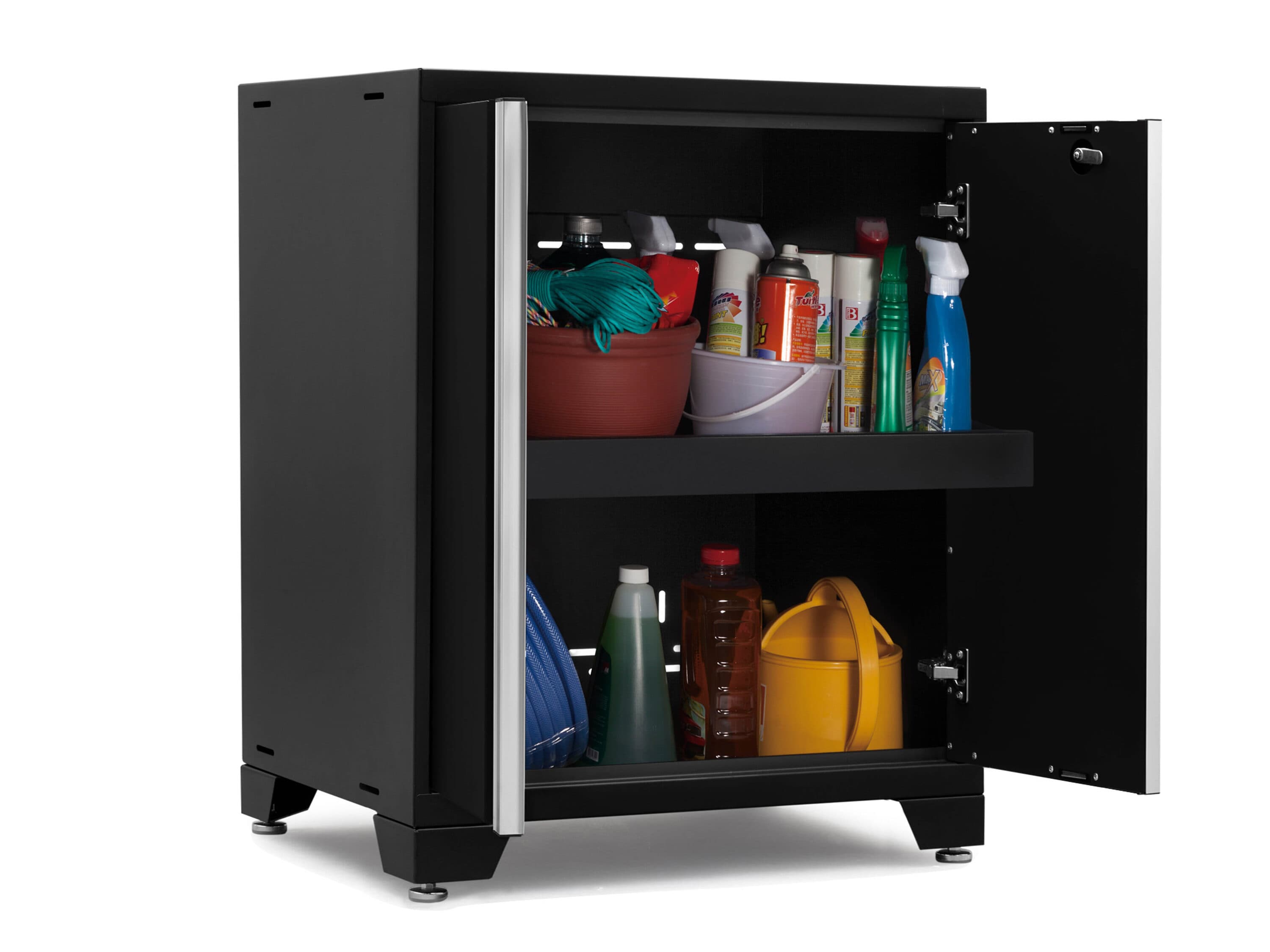 Nuevo sistema de almacenamiento para garaje de acero negro con 10 gabinetes de 184 pulgadas de ancho x 84.75 pulgadas de alto x 24 pulgadas de profundidadProductos NewAge 64291