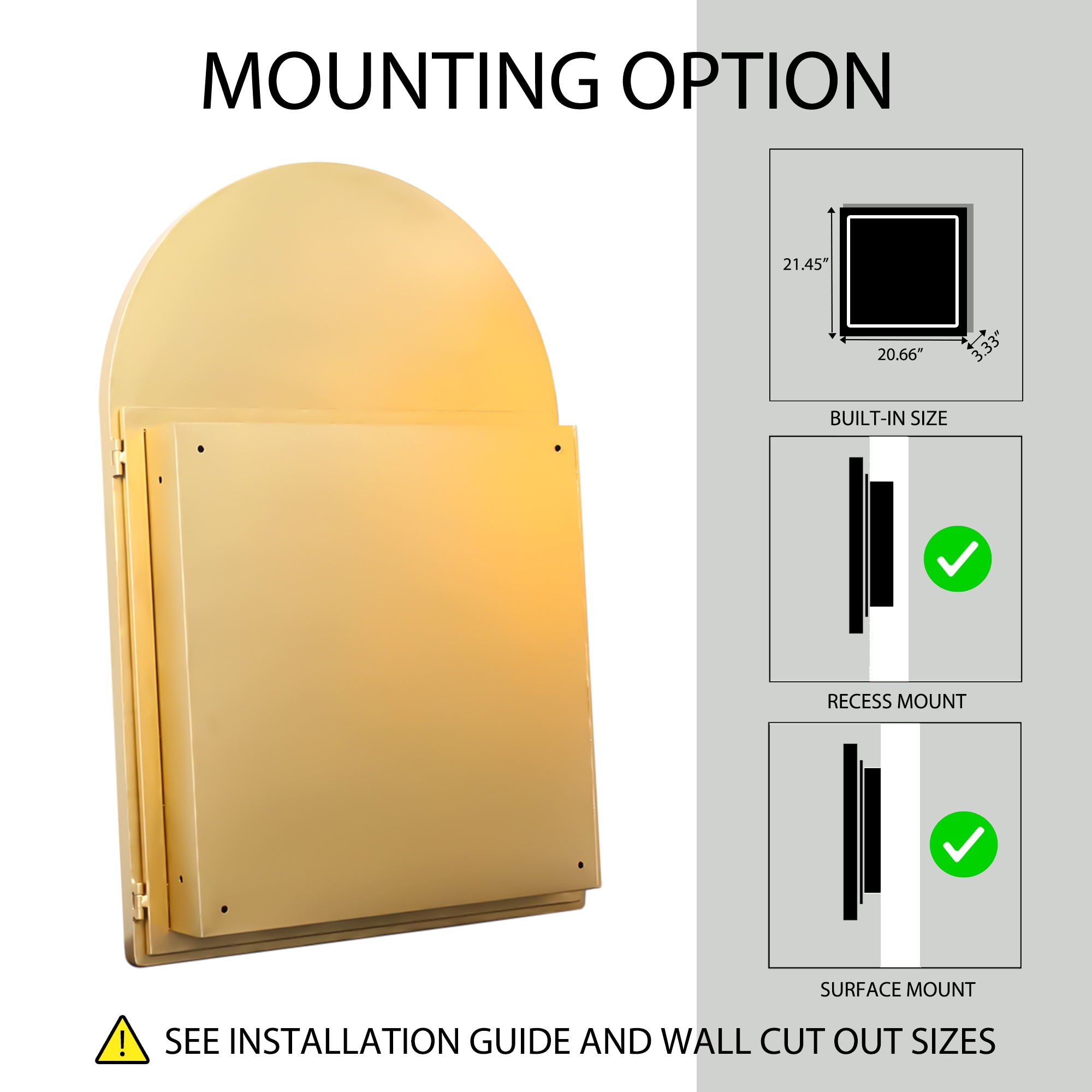 Gabinete de almacenamiento de utilidad independiente de acero dorado ZAKLOOP de 24 pulgadas de ancho x 4.7 pulgadas de alto WU1396126988