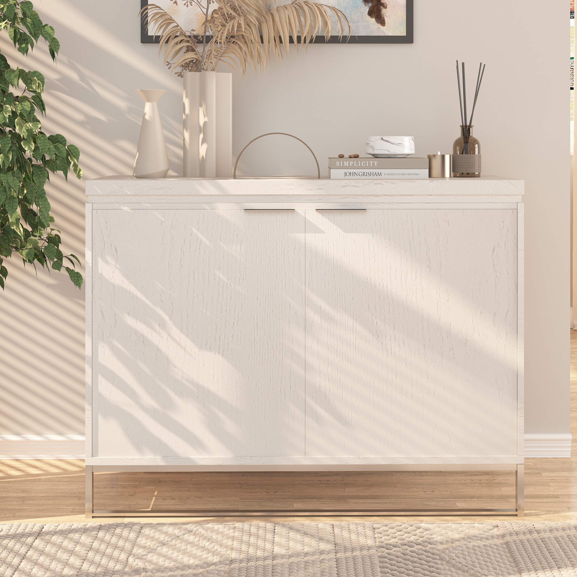 Gabinete de almacenamiento utilitario independiente blanco de MDF de 15.75 pulgadas de ancho x 31.5 pulgadas de alto CL-971S-K-GW-N de Clihome