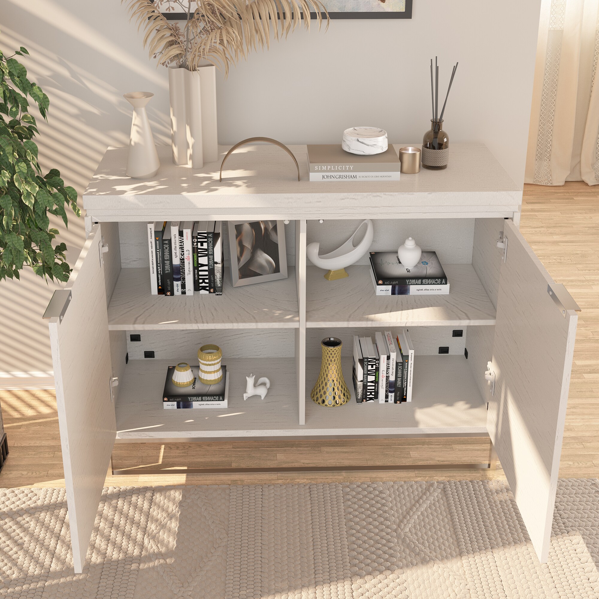 Gabinete de almacenamiento utilitario independiente blanco de MDF de 15.75 pulgadas de ancho x 31.5 pulgadas de alto CL-971S-K-GW-N de Clihome