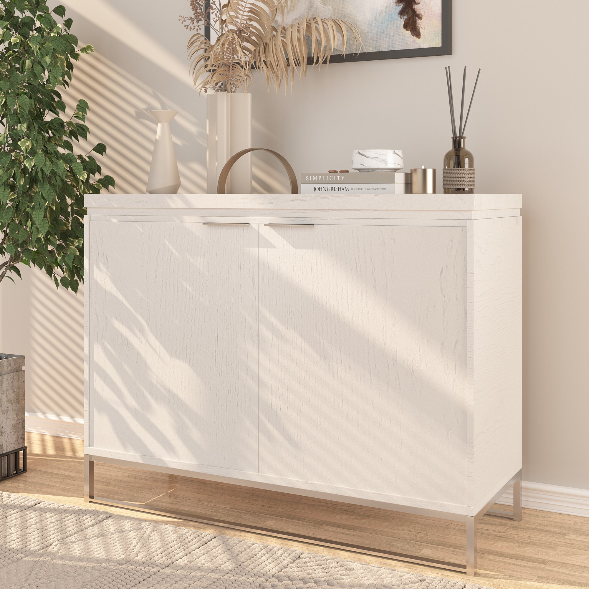 Gabinete de almacenamiento utilitario independiente blanco de MDF de 15.75 pulgadas de ancho x 31.5 pulgadas de alto CL-971S-K-GW-N de Clihome