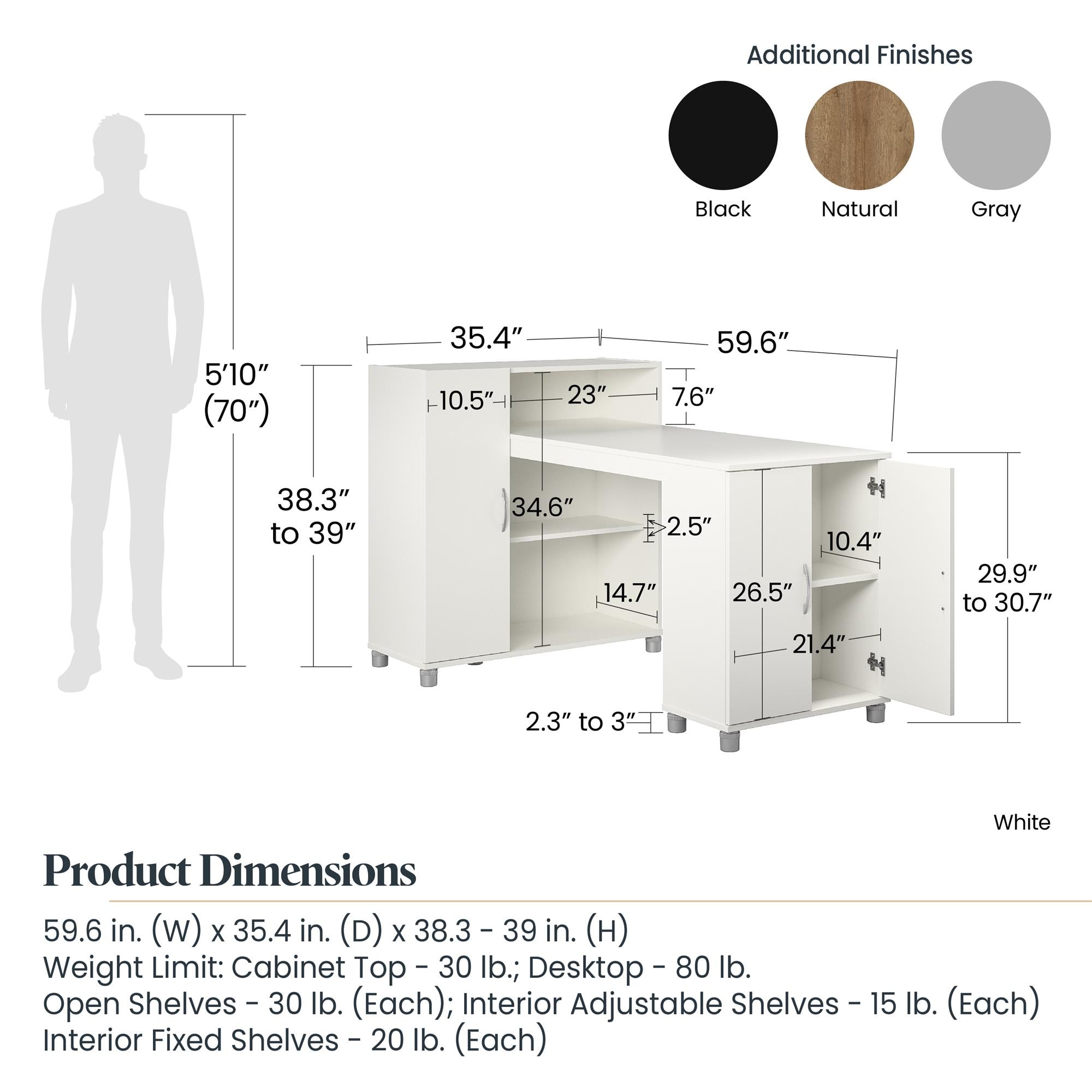Mesa de centro Ameriwood Home Lory 59.61 pulgadas de ancho x 38.25 pulgadas de altura blanco Stipple 8757015COM