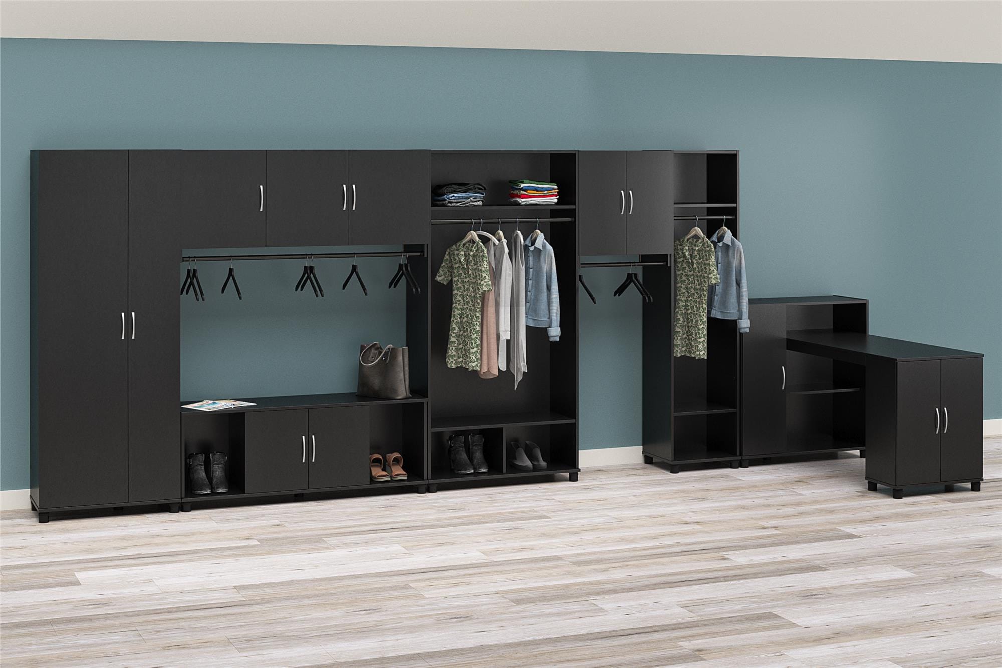 Mueble para el hogar Ameriwood Home Lory 53.58 pulgadas de ancho x 20.50 pulgadas de alto en textura negra con moteado 6004056COM
