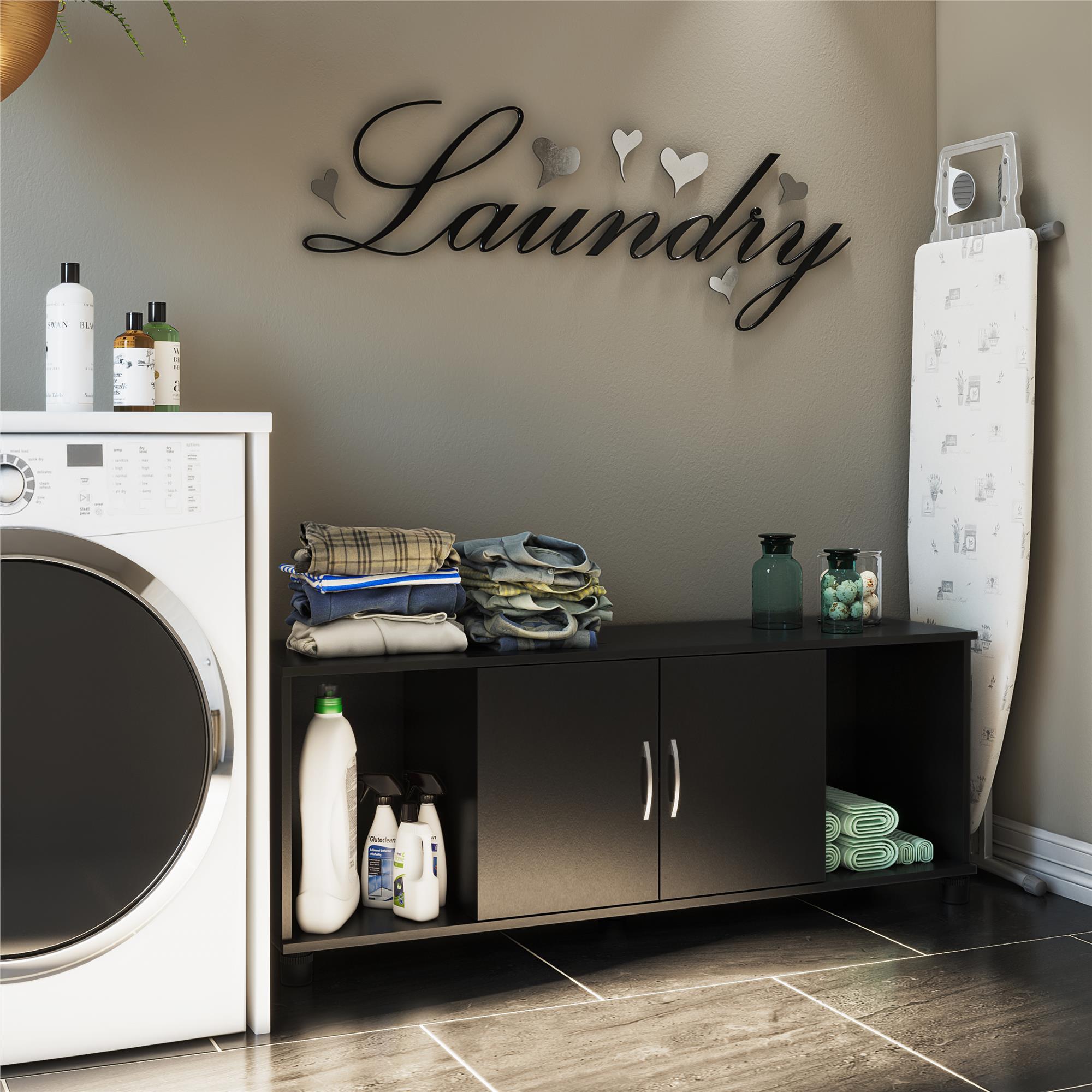 Mueble para el hogar Ameriwood Home Lory 53.58 pulgadas de ancho x 20.50 pulgadas de alto en textura negra con moteado 6004056COM