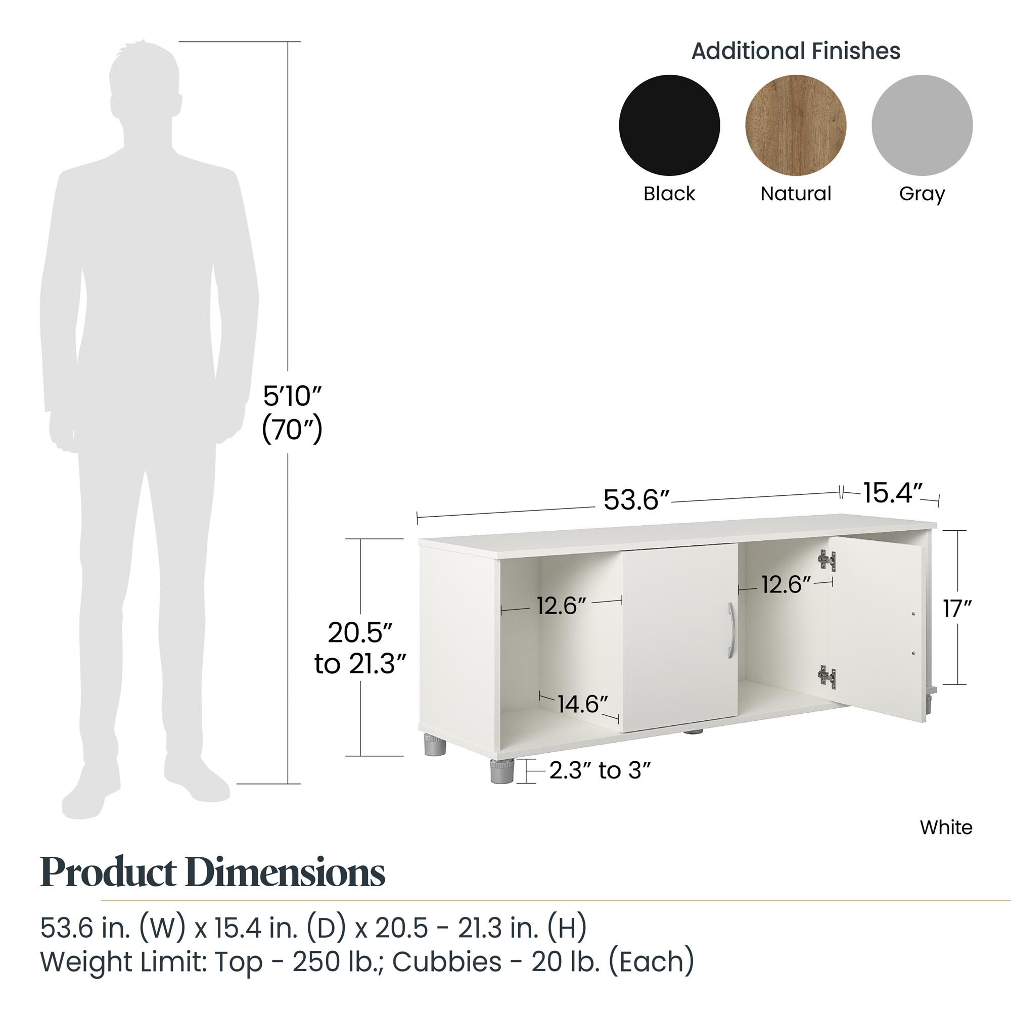 Mueble para el hogar Ameriwood Home Lory 53.58 pulgadas de ancho x 20.50 pulgadas de alto en textura negra con moteado 6004056COM