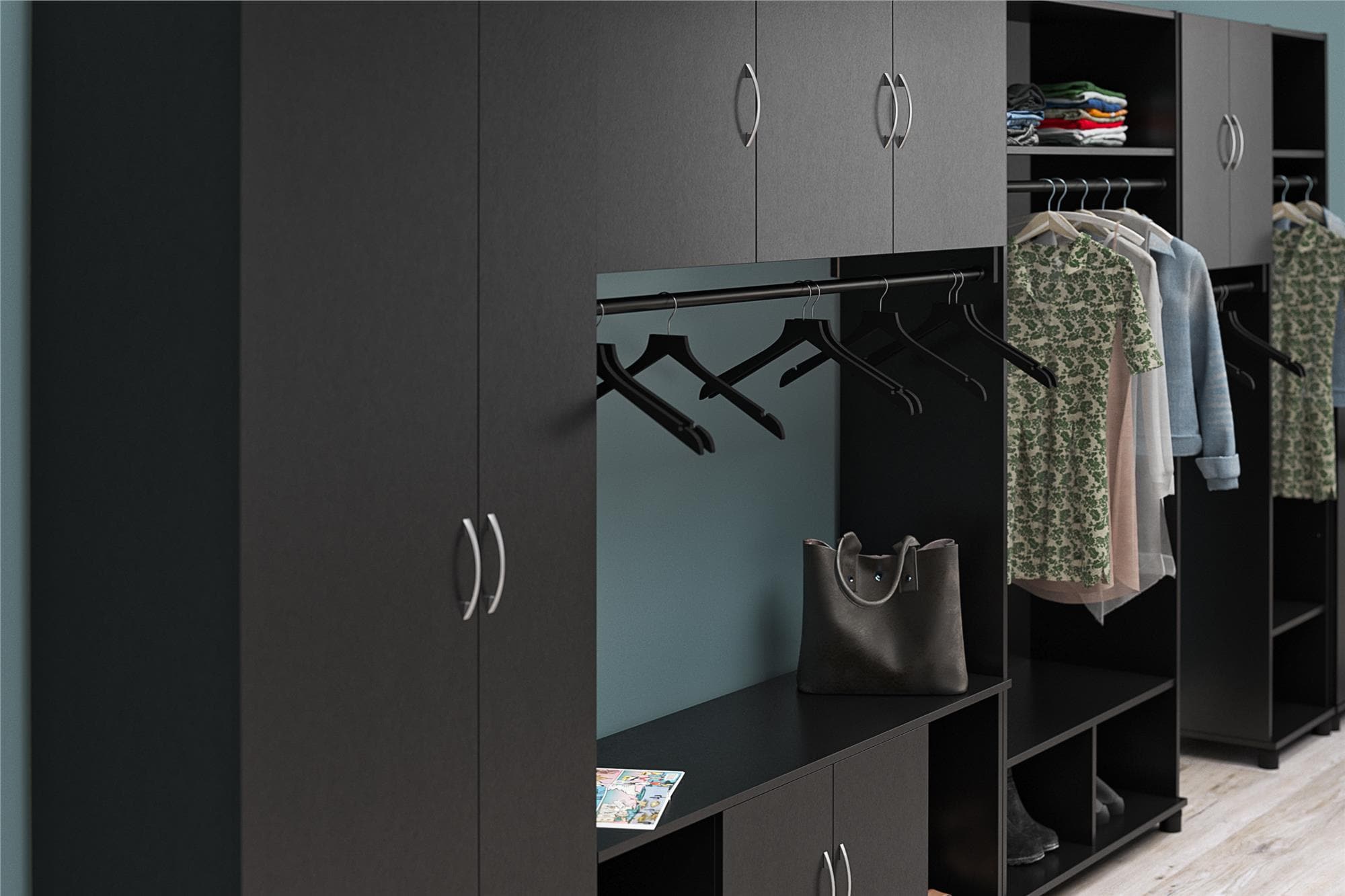 Mueble para el hogar Ameriwood Home Lory 53.58 pulgadas de ancho x 20.50 pulgadas de alto en textura negra con moteado 6004056COM