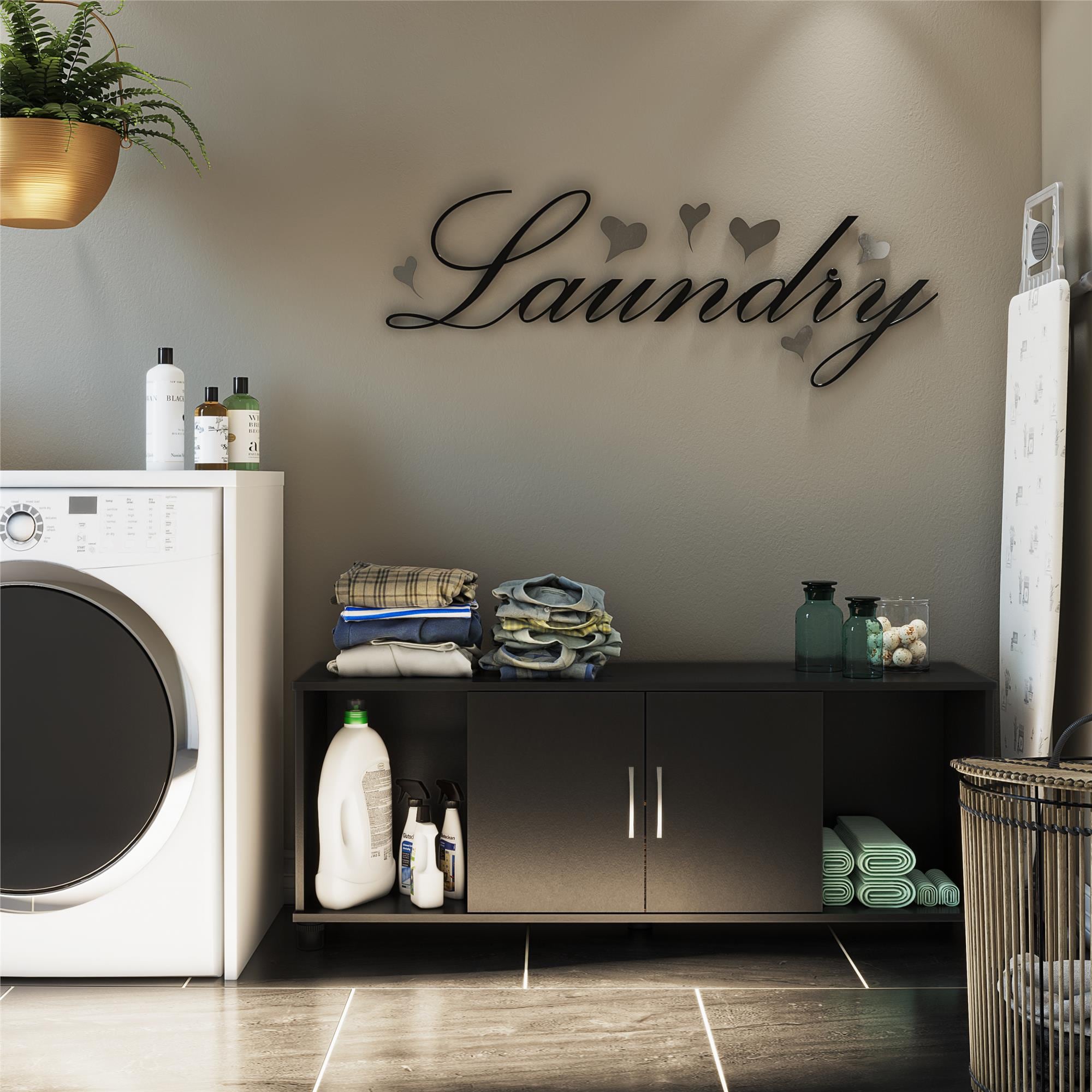Mueble para el hogar Ameriwood Home Lory 53.58 pulgadas de ancho x 20.50 pulgadas de alto en textura negra con moteado 6004056COM