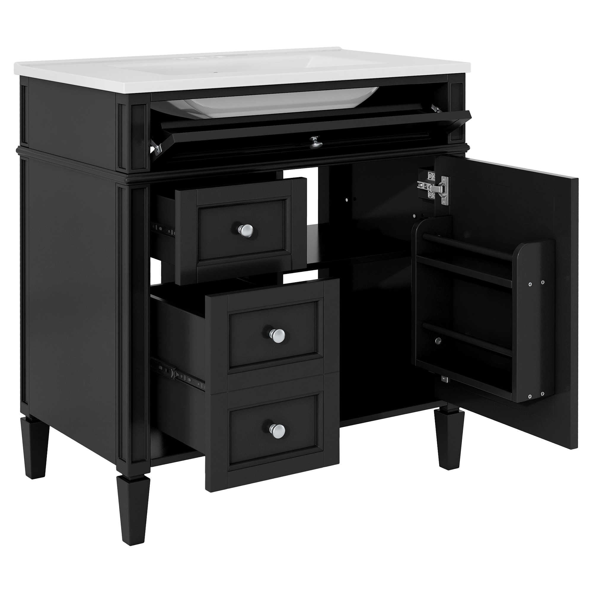 Gabinete de almacenamiento independiente de madera negra ZAKLOOP 18.3 pulgadas de ancho x 33.8 pulgadas de alto