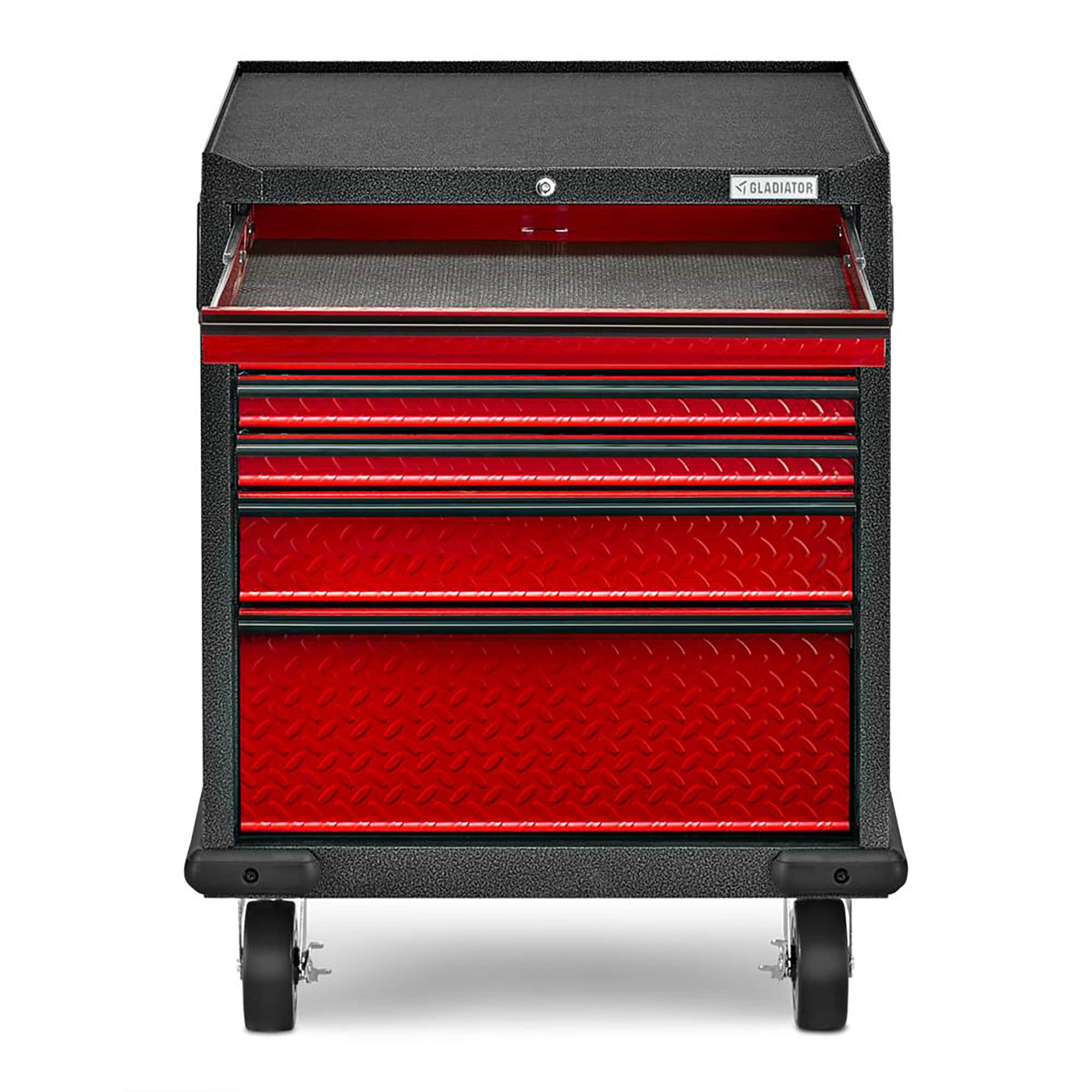 Gabinete de garaje independiente de acero en rojo Gladiator Premier Wall GearBox de 28 pulgadas de ancho x 34.5 pulgadas de alto x 25.5 pulgadas de profundidad