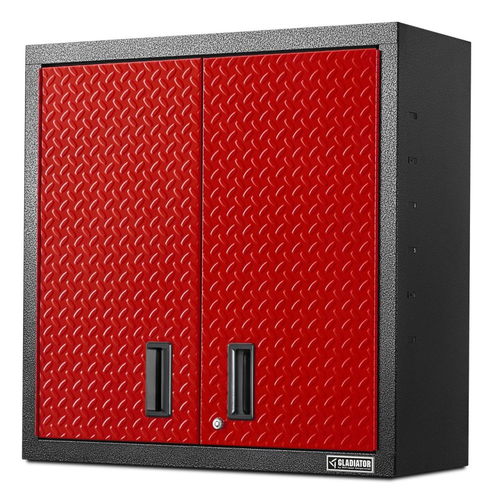 Gabinete de pared montado en la pared Gladiator Premier Wall GearBox de acero de 30 pulgadas de ancho x 30 pulgadas de alto x 12 pulgadas de profundidad en rojo GAWG302DDR.