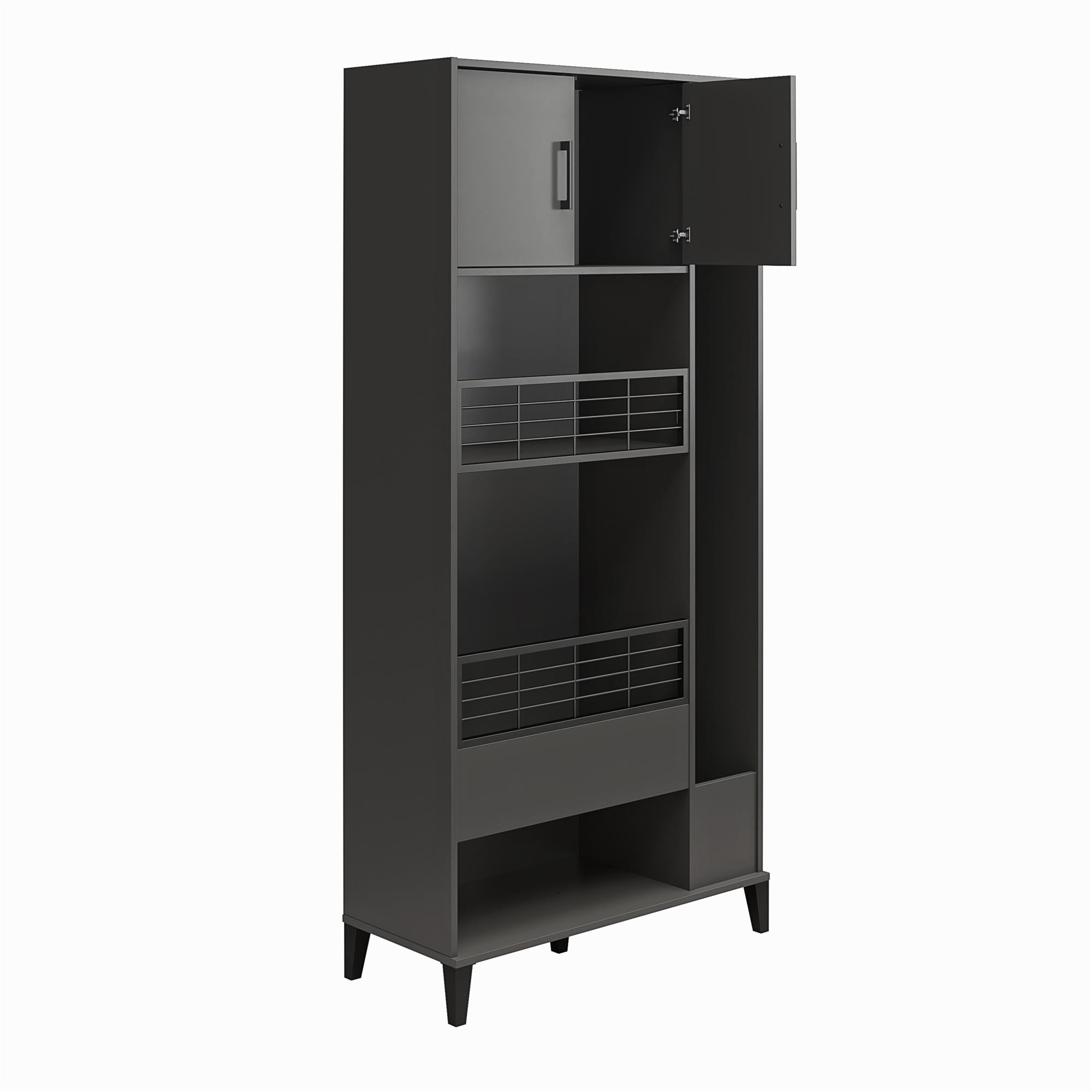 Gabinete de almacenamiento de utilidad independiente Graphite de aglomerado Ameriwood Home Amplus 35.67 pulgadas de ancho x 76.65 pulgadas de alto DE53529