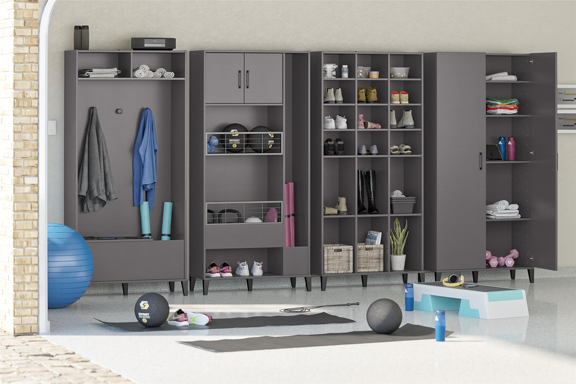 Gabinete de almacenamiento de utilidad independiente Graphite de aglomerado Ameriwood Home Amplus 35.67 pulgadas de ancho x 76.65 pulgadas de alto DE53529
