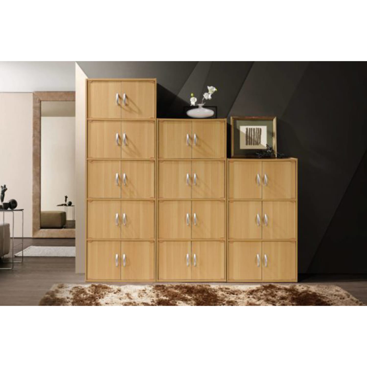 Gabinete de almacenamiento independiente de madera marrón Hodedah de 23.6 pulgadas de ancho x 54.2 pulgadas de alto