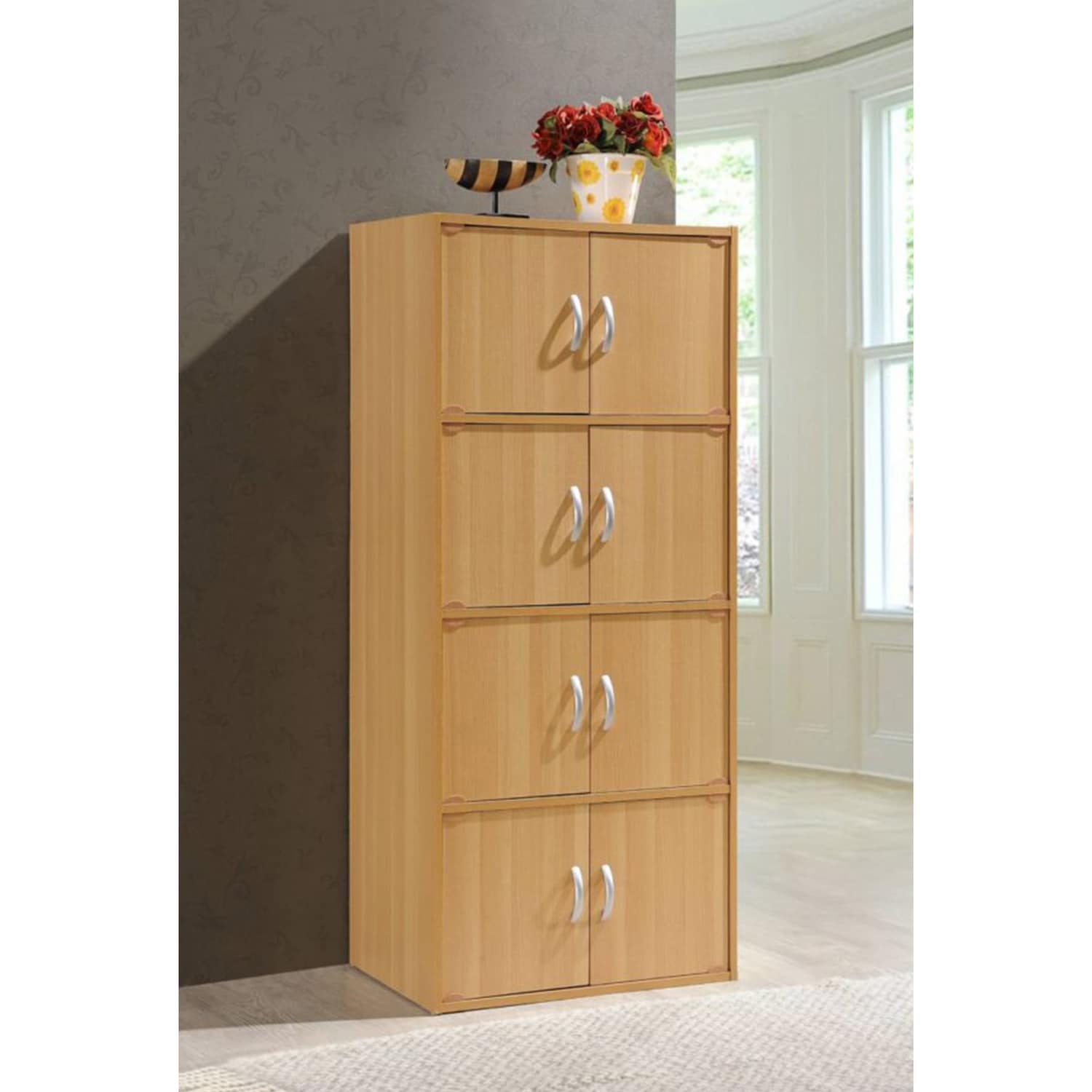 Gabinete de almacenamiento independiente de madera marrón Hodedah de 23.6 pulgadas de ancho x 54.2 pulgadas de alto
