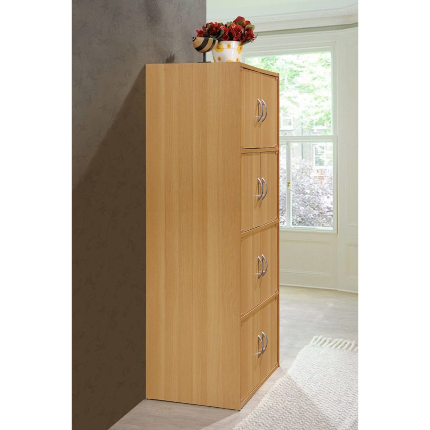 Gabinete de almacenamiento independiente de madera marrón Hodedah de 23.6 pulgadas de ancho x 54.2 pulgadas de alto