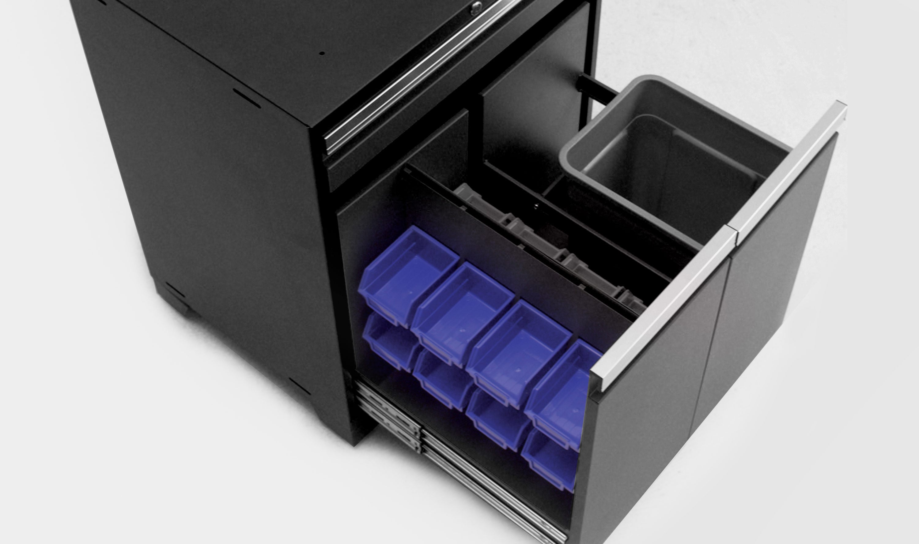 Sistema de almacenamiento para garaje de acero negro, 13 gabinetes, 304 pulgadas de ancho x 84.75 pulgadas de alto x 24 pulgadas de profundidad de NewAge Products.