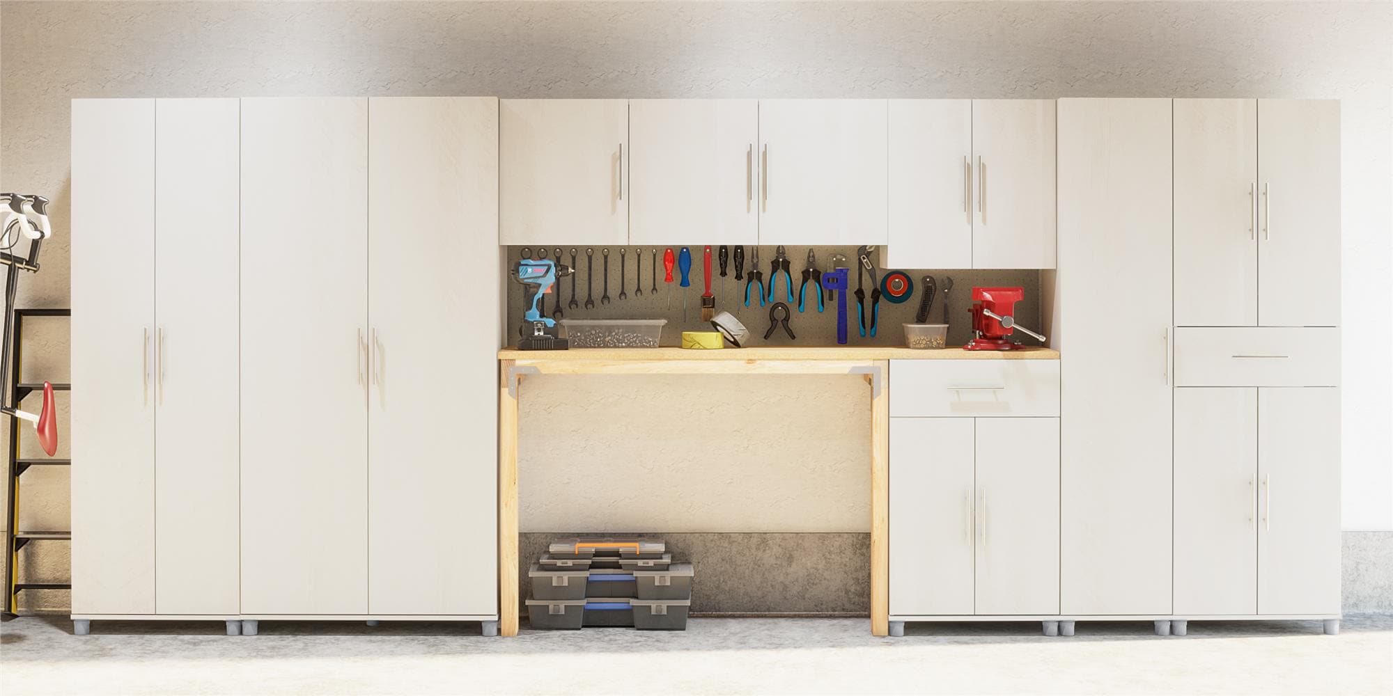 Gabinete de almacenamiento de utilidad independiente de roble magnolio de material compuesto de madera Systembuild Evolution Camberly de 23.68 pulgadas de ancho x 74.32 pulgadas de alto 2579341COM