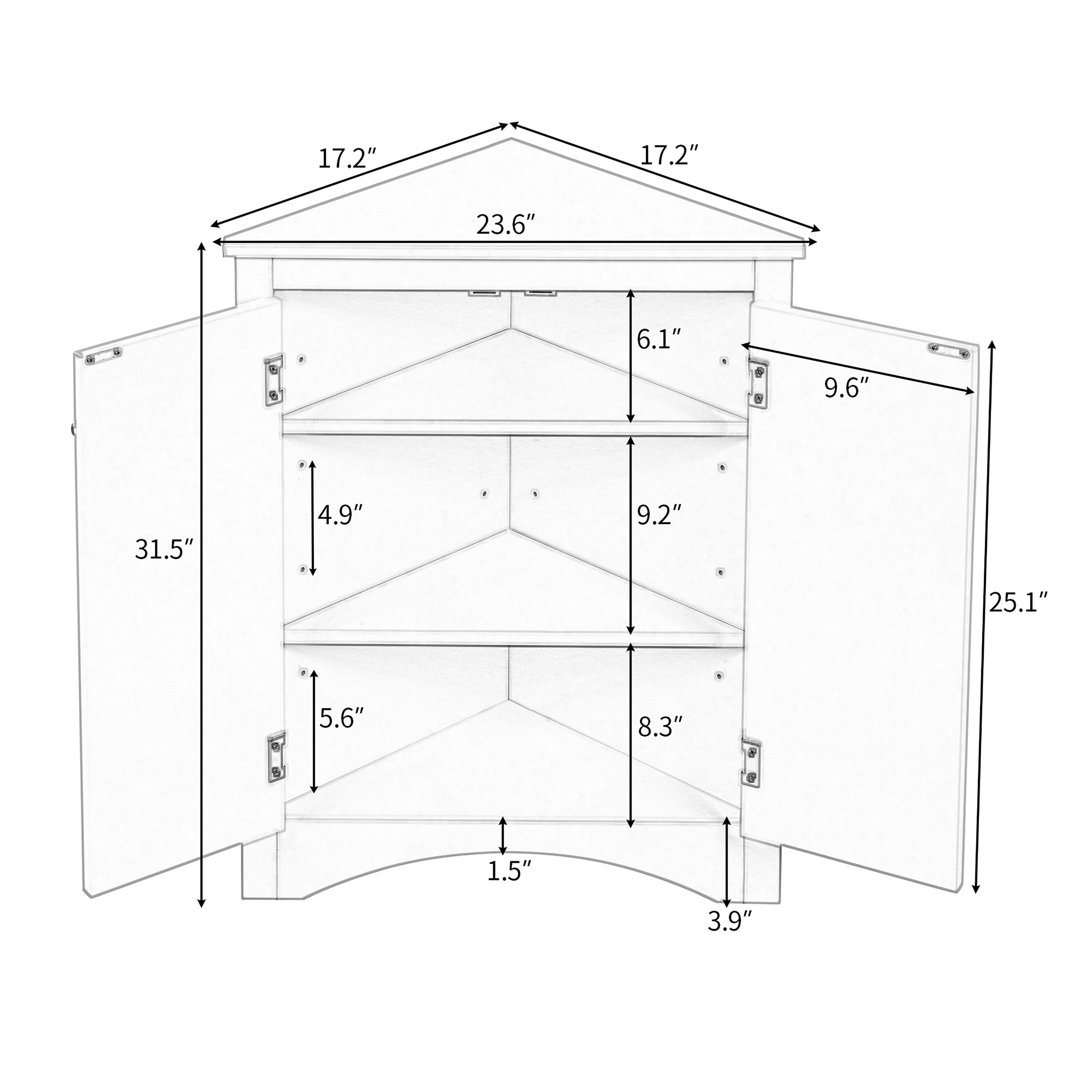 Gabinete de almacenamiento utilitario montado en la pared de composite de madera blanco ModernLuxe de 17.2 pulgadas de ancho x 31.5 pulgadas de alto L-WF291467AAK