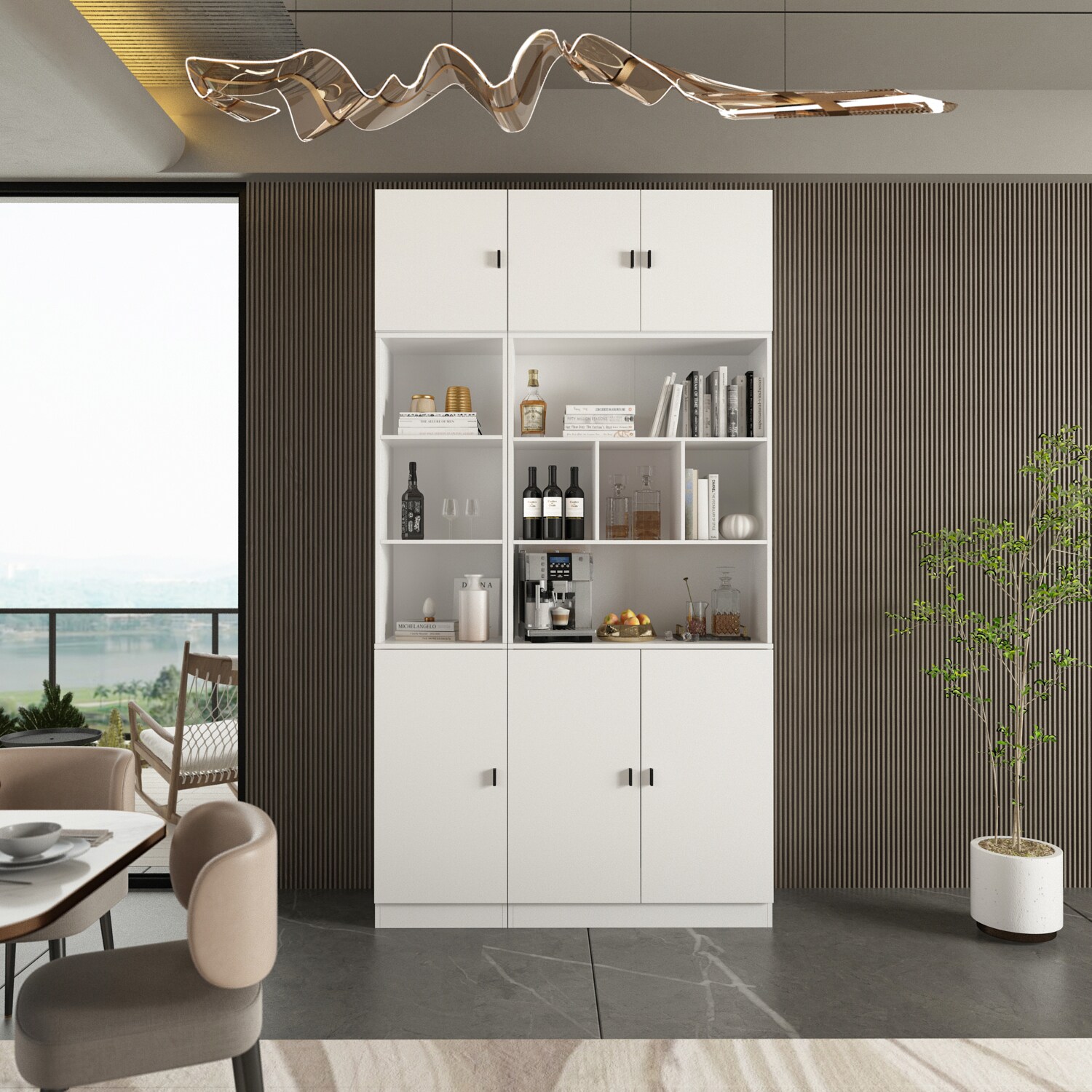 Gabinete de almacenamiento utilitario independiente de MDF blanco FUFU&GAGA de 47.2 pulgadas de ancho x 87.7 pulgadas de alto KF210157+159+163