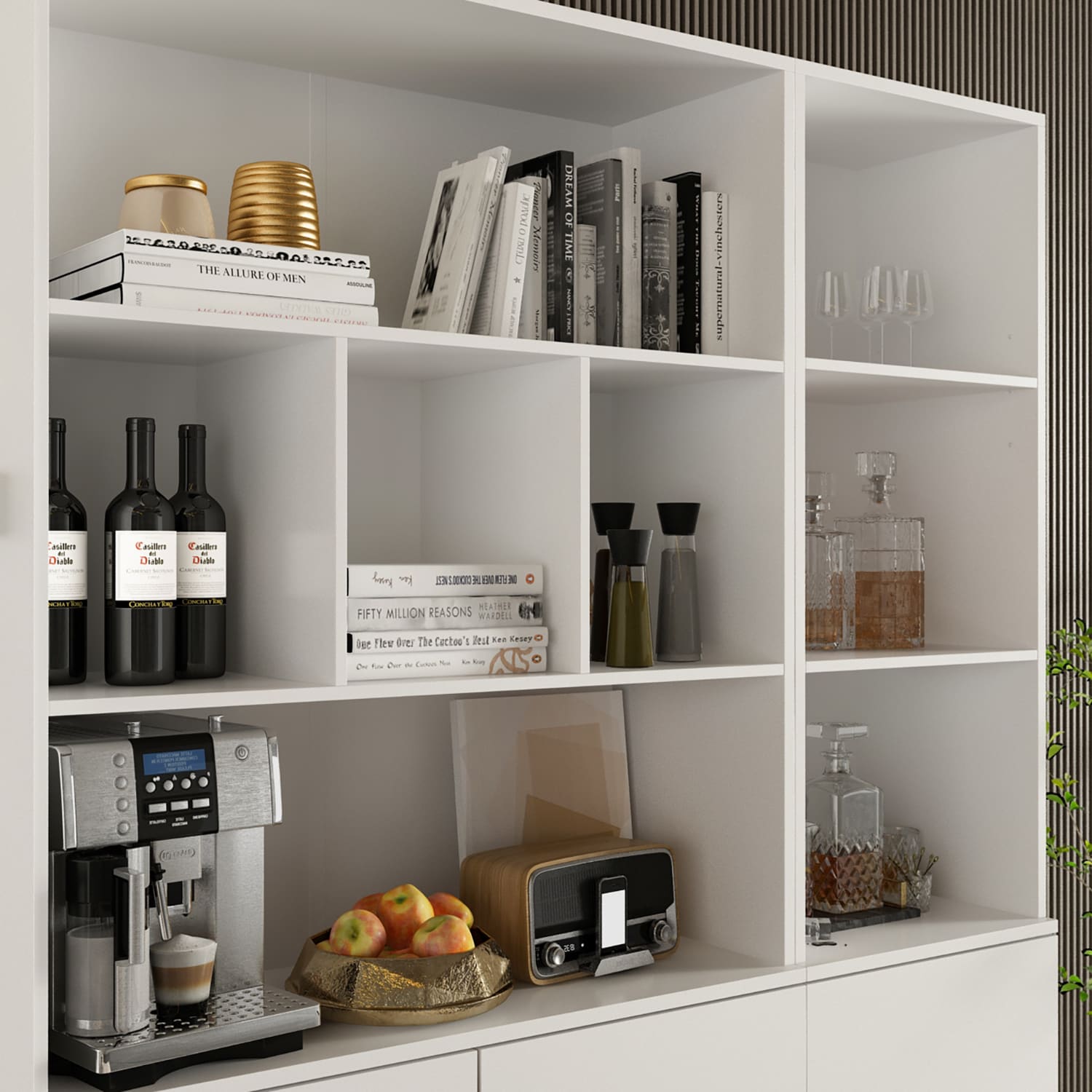 Gabinete de almacenamiento utilitario independiente de MDF blanco FUFU&GAGA de 47.2 pulgadas de ancho x 87.7 pulgadas de alto KF210157+159+163