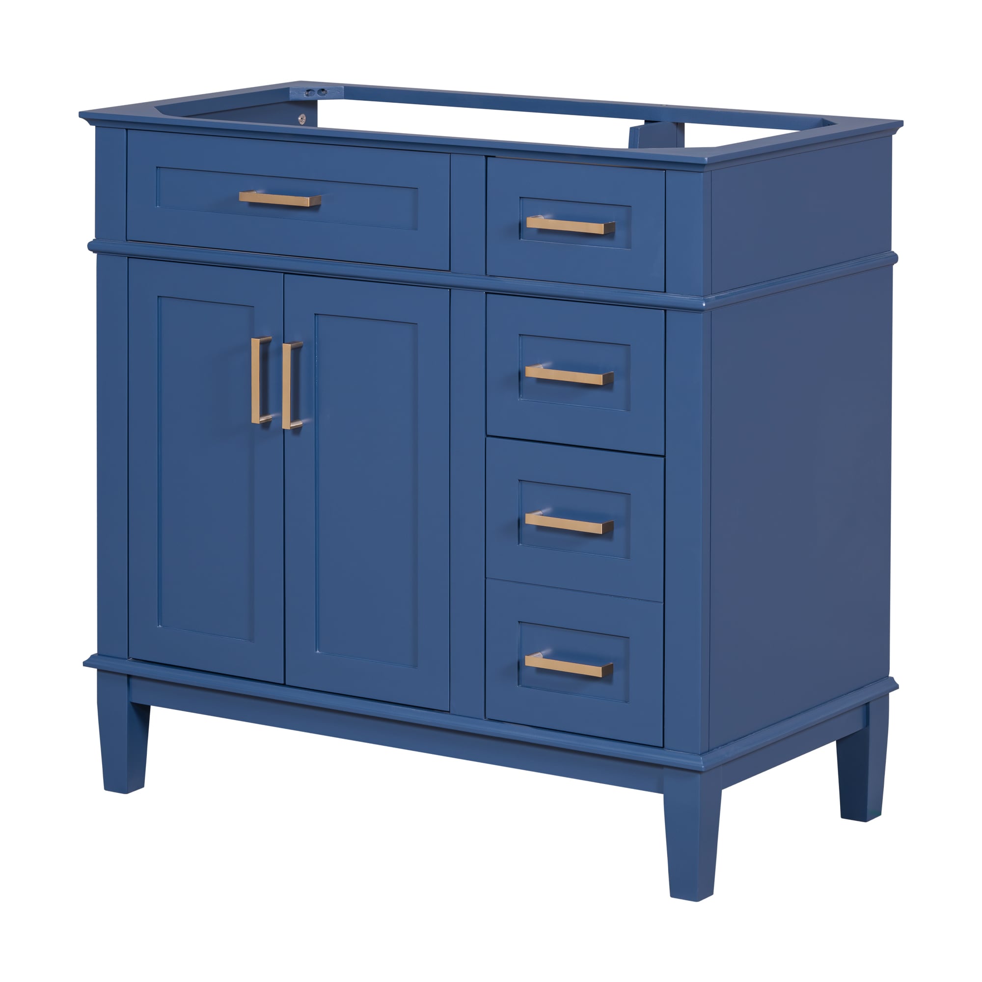 Gabinete de almacenamiento utilitario independiente de madera azul ZAKLOOP de 35.4 pulgadas de ancho x 34 pulgadas de alto XU661S00082