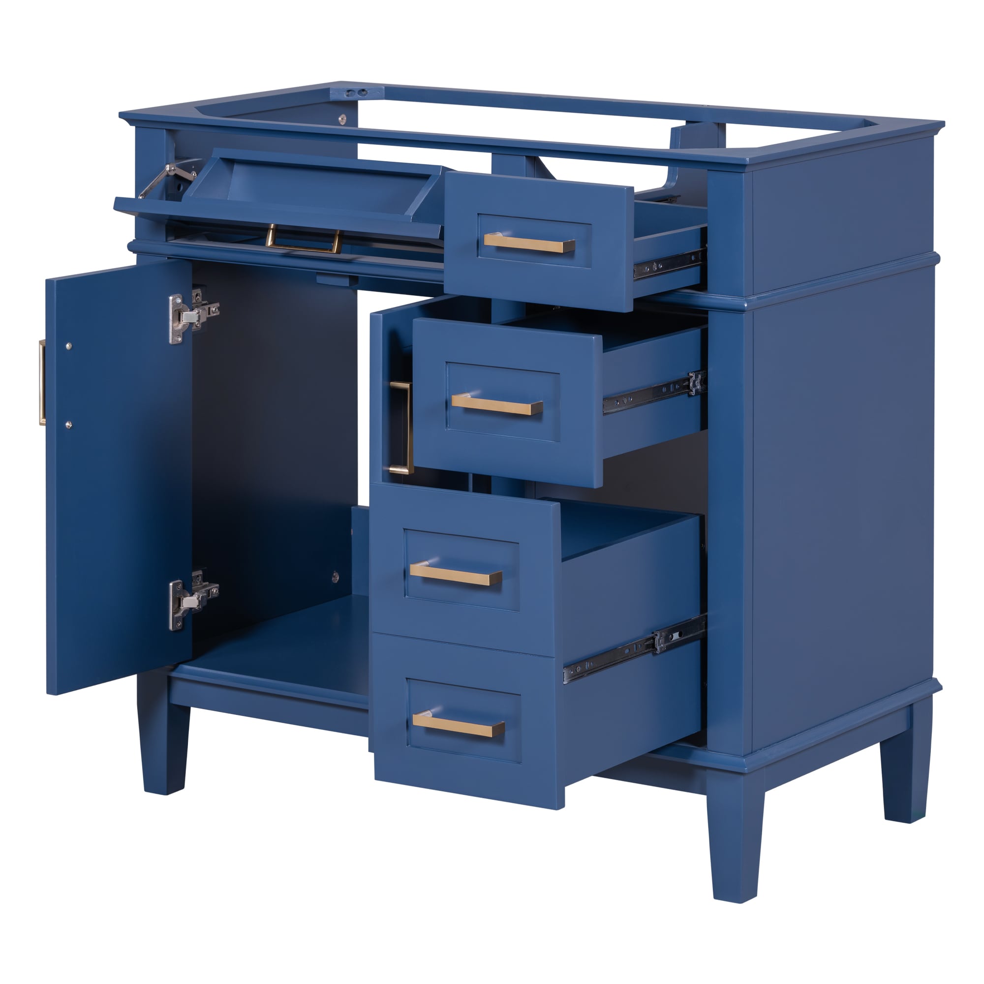 Gabinete de almacenamiento utilitario independiente de madera azul ZAKLOOP de 35.4 pulgadas de ancho x 34 pulgadas de alto XU661S00082