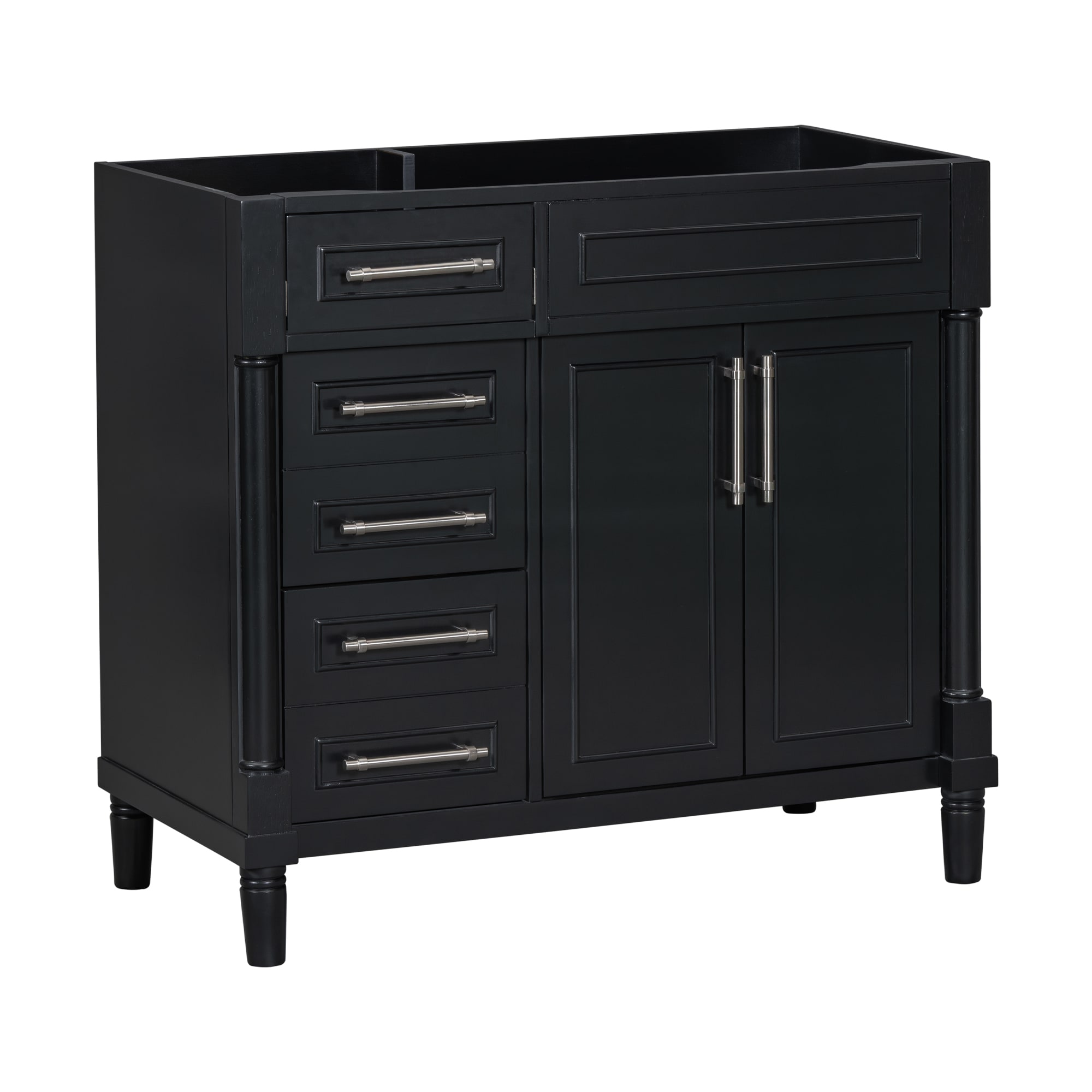 Gabinete de almacenamiento de utilidad independiente de madera compuesta negra ZAKLOOP de 17.87 pulgadas de ancho x 33.03 pulgadas de alto WU661S00048