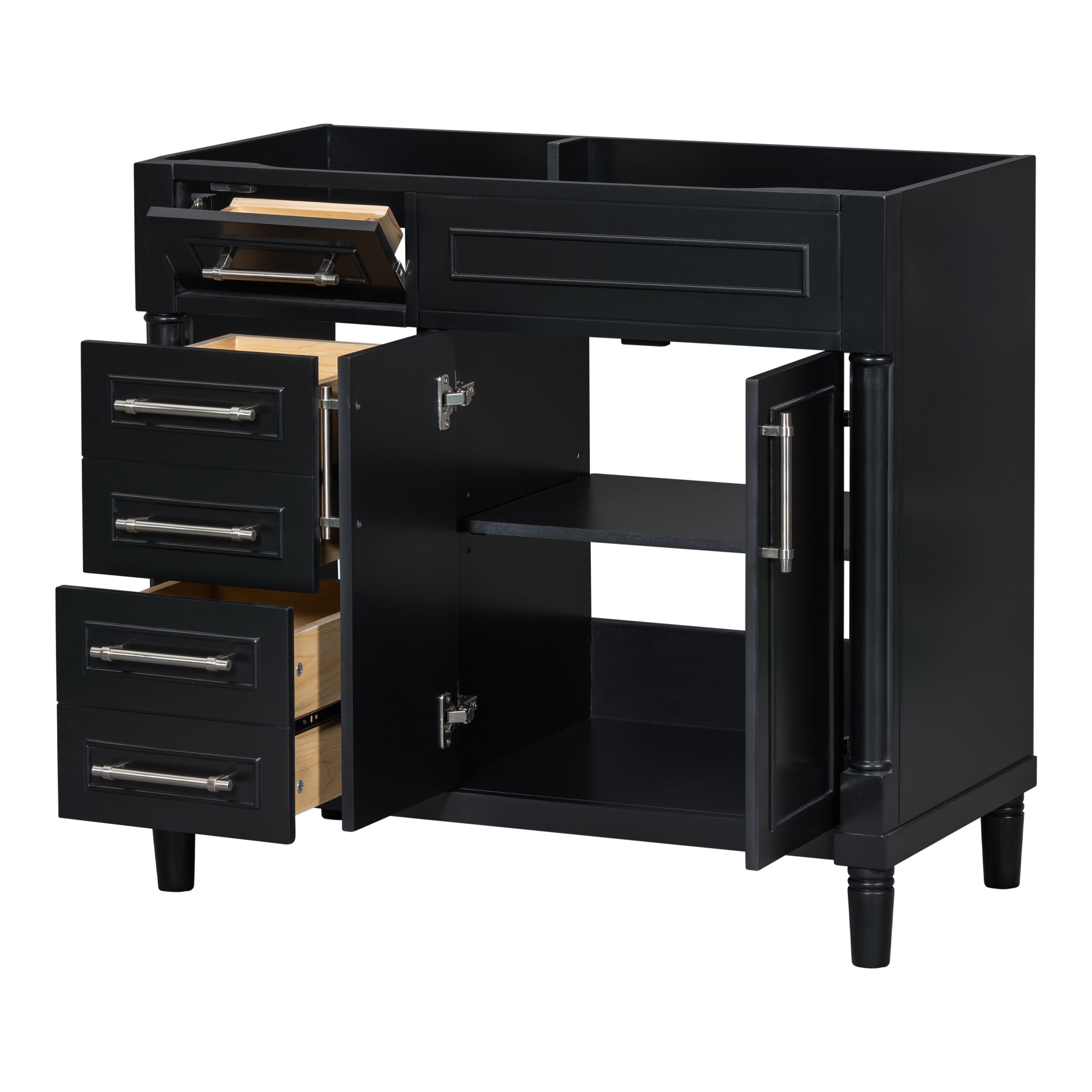 Gabinete de almacenamiento de utilidad independiente de madera compuesta negra ZAKLOOP de 17.87 pulgadas de ancho x 33.03 pulgadas de alto WU661S00048