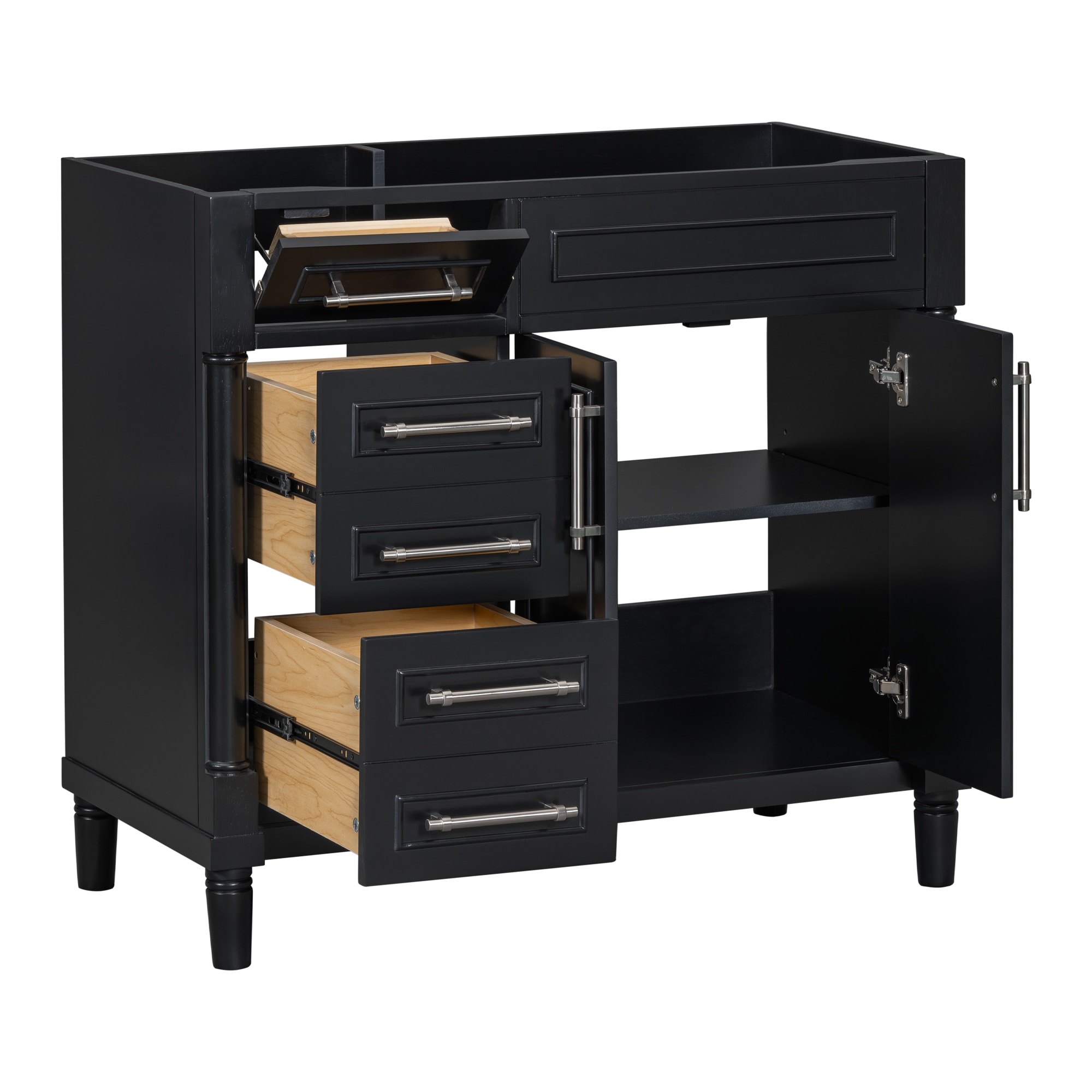 Gabinete de almacenamiento de utilidad independiente de madera compuesta negra ZAKLOOP de 17.87 pulgadas de ancho x 33.03 pulgadas de alto WU661S00048