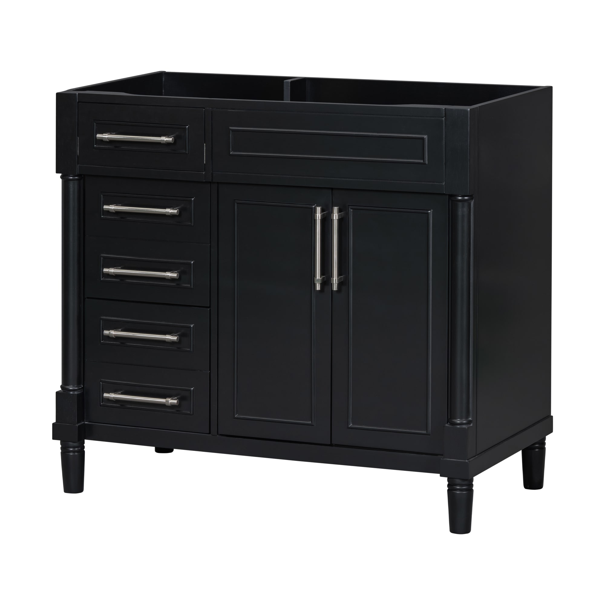 Gabinete de almacenamiento de utilidad independiente de madera compuesta negra ZAKLOOP de 17.87 pulgadas de ancho x 33.03 pulgadas de alto WU661S00048